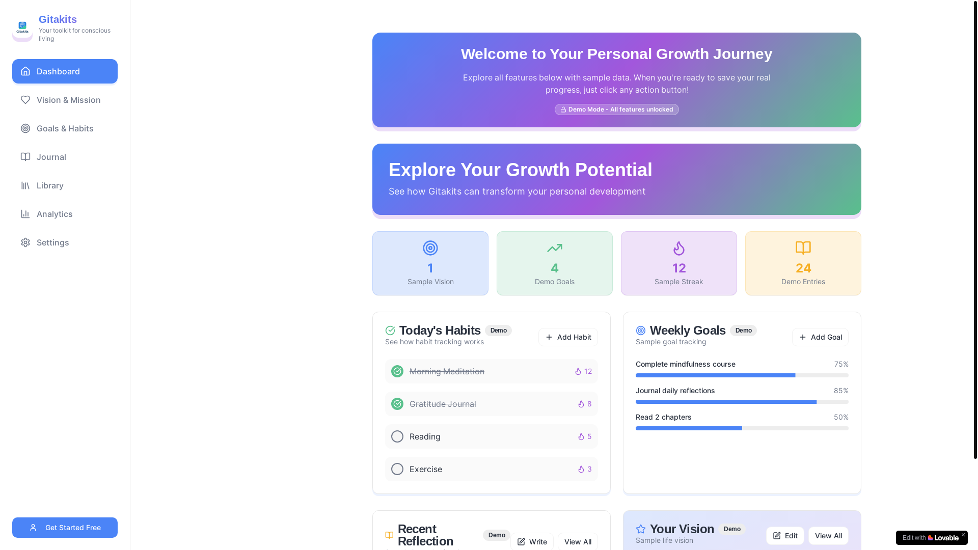 website screenshot of https://gitakits.com/