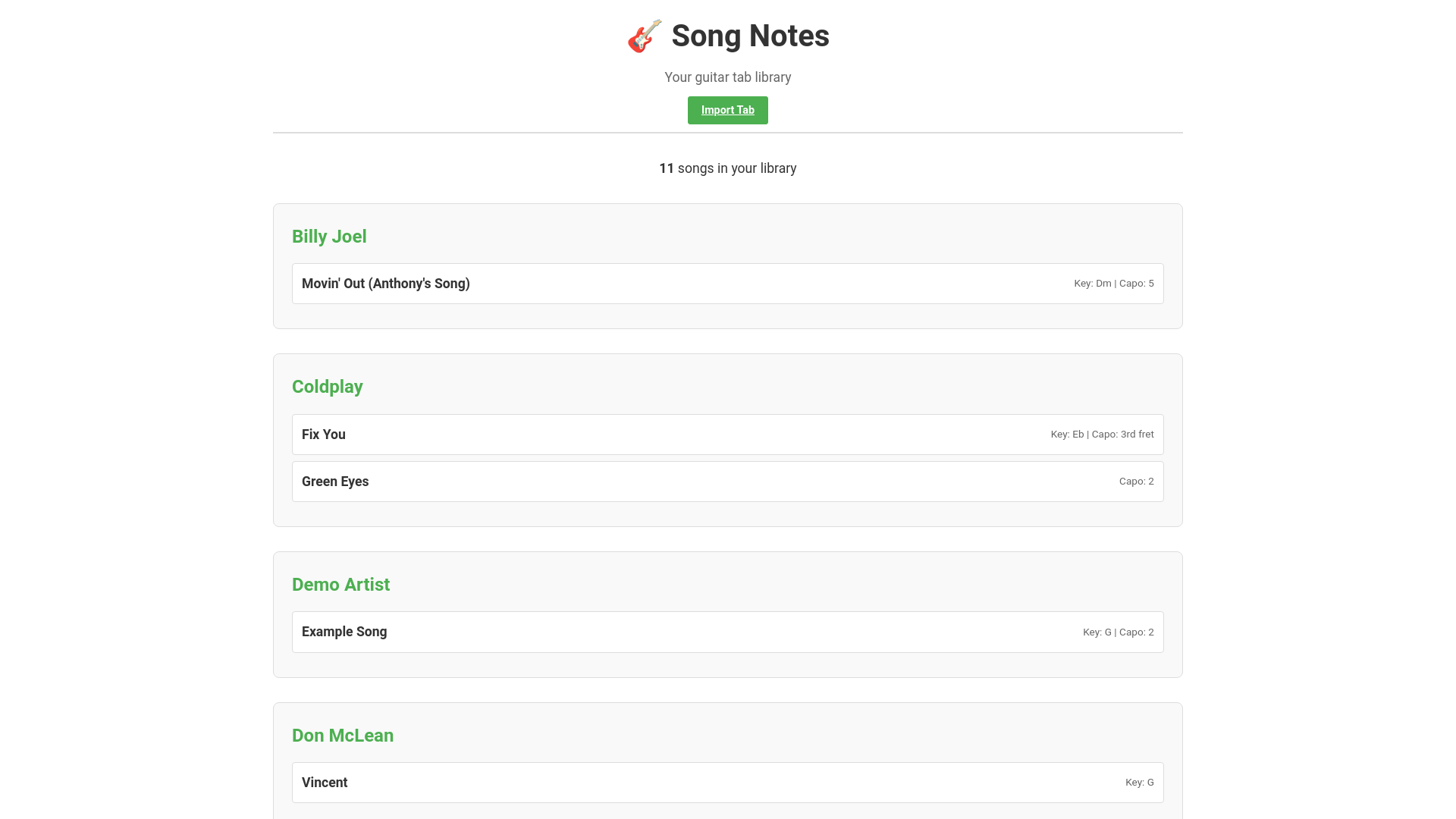 website screenshot of https://song-notes.pages.dev/