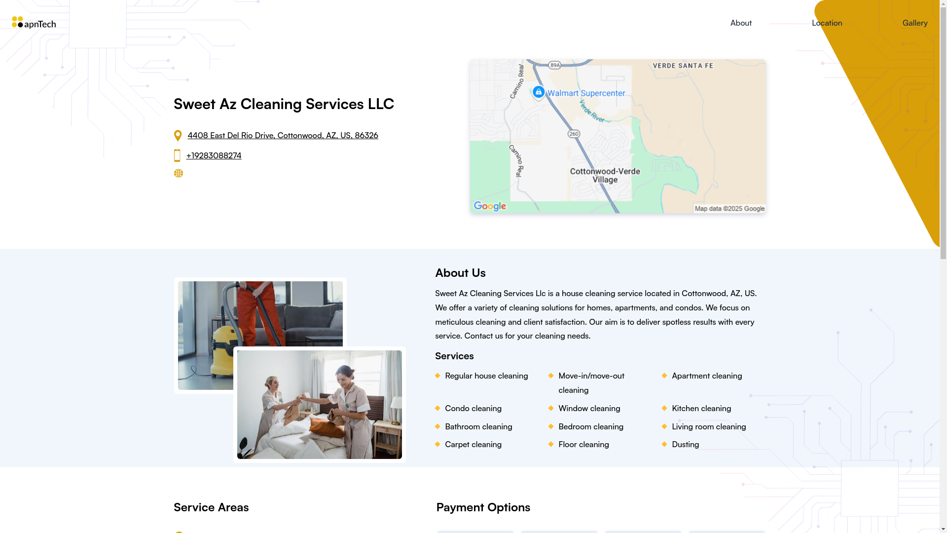 website screenshot of https://sweetazcleaningservicesllc.online/