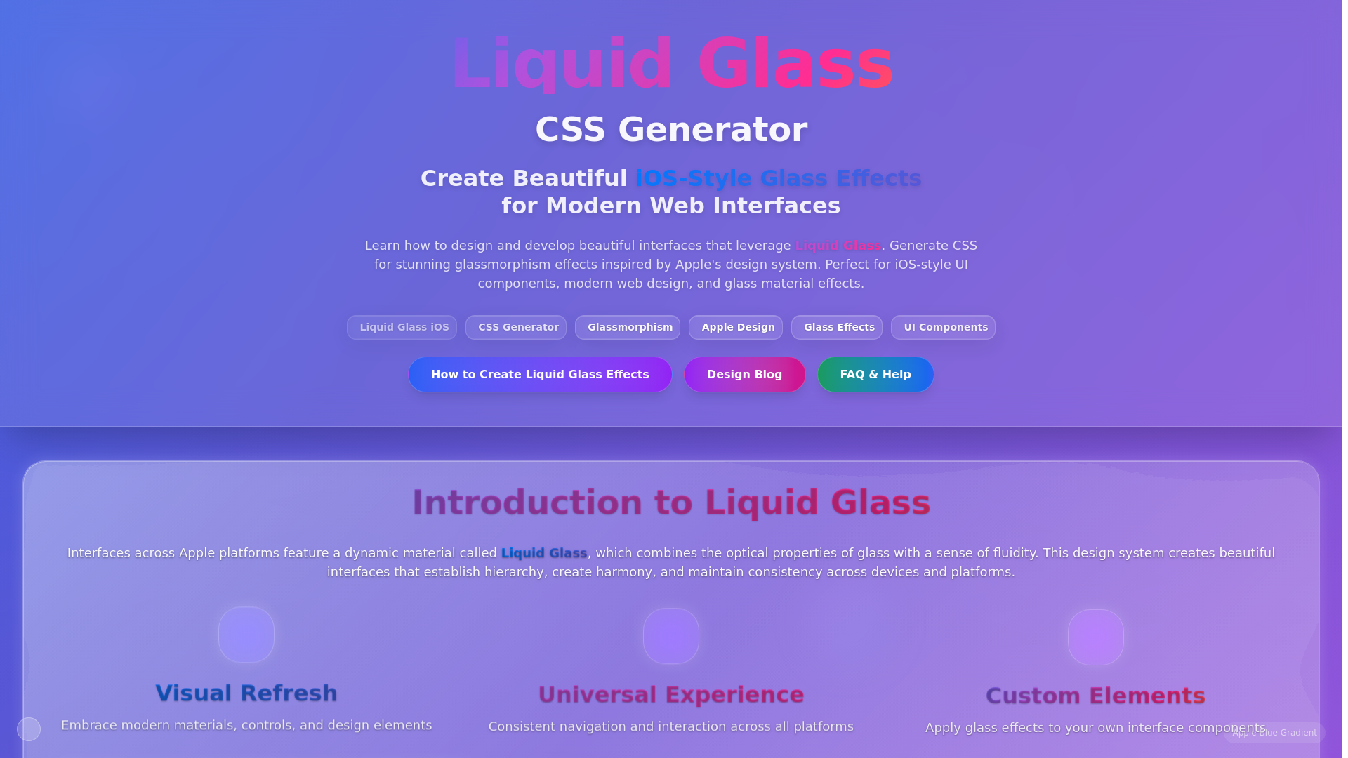 website screenshot of https://liquidglassgen.pages.dev/