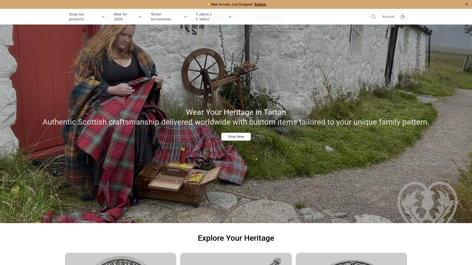 website screenshot of https://scotclansstore.shop/