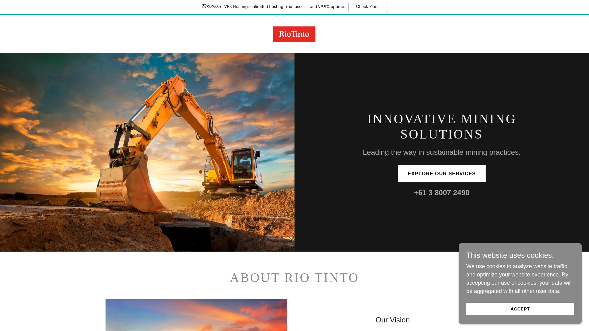 website screenshot of https://riotintoholdings.com/