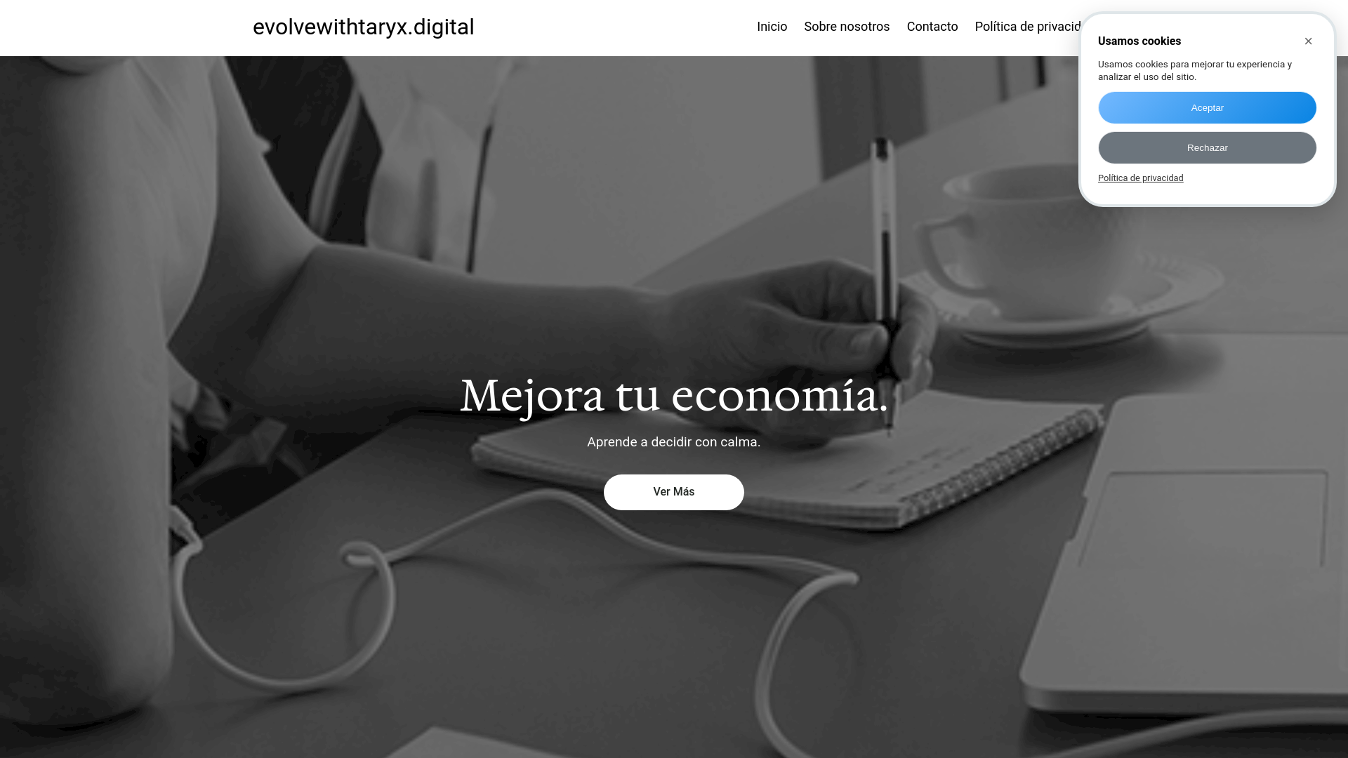 website screenshot of https://evolvewithtaryx.digital