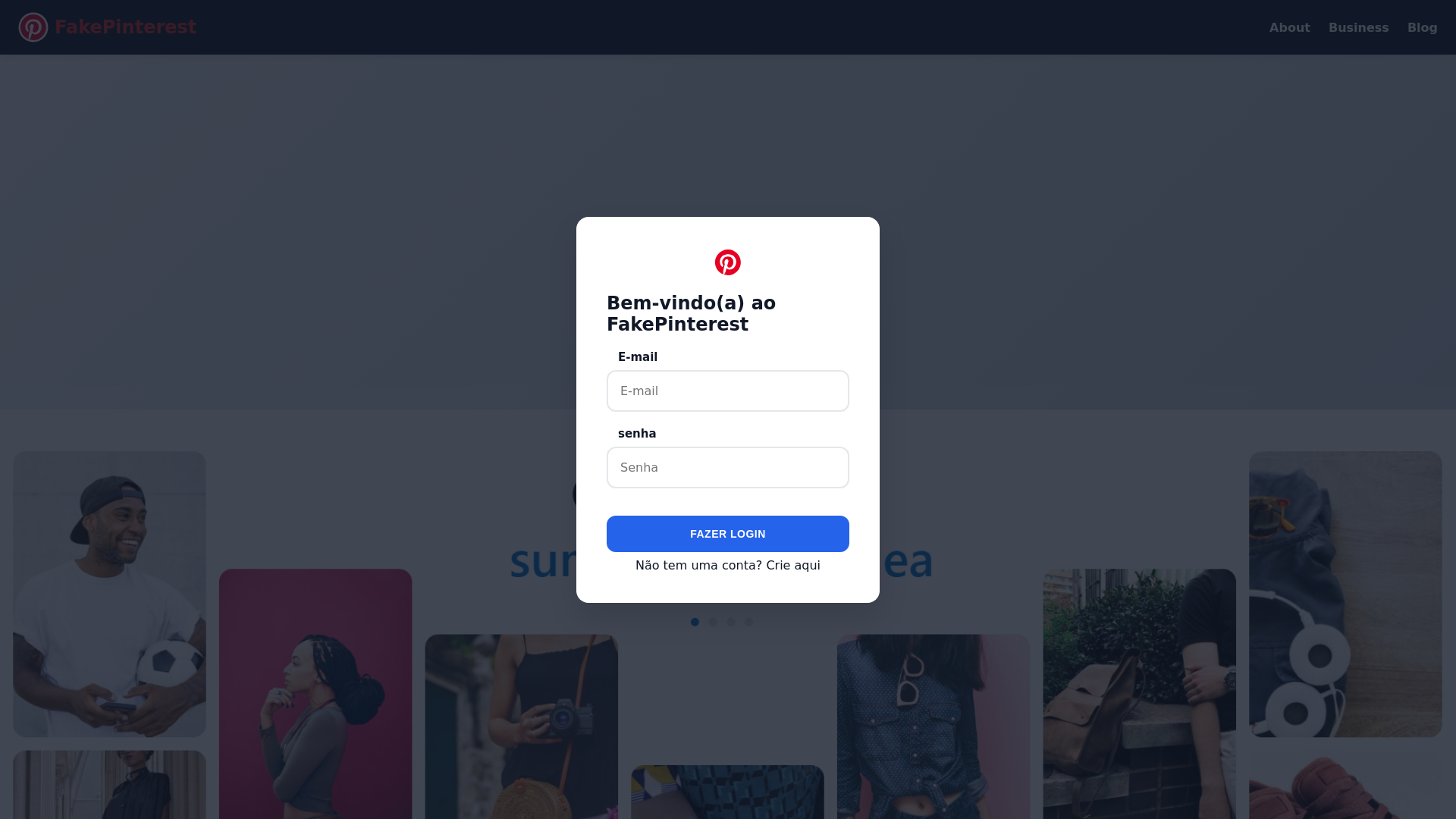 website screenshot of https://fake-pinterest-1899.onrender.com