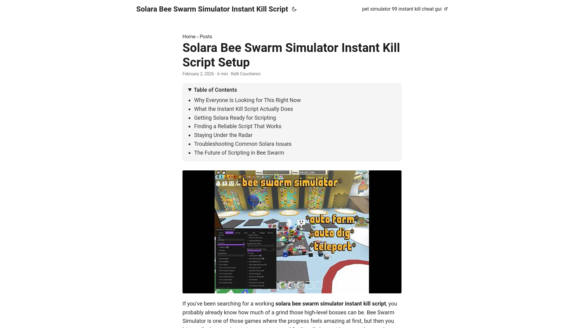 website screenshot of https://solara-bee-swarm-simulator-instant-kill-script.pages.dev/