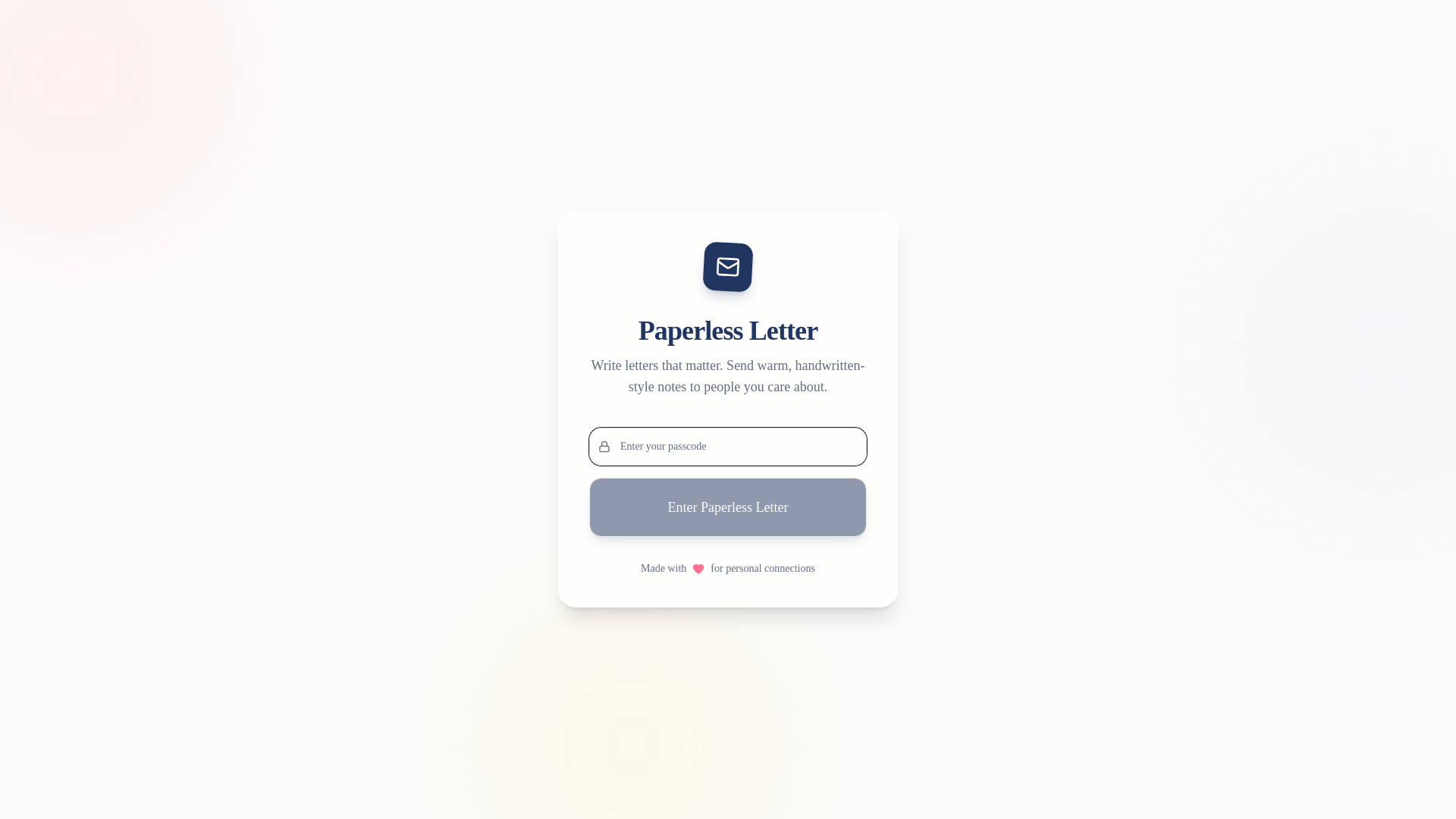website screenshot of https://paperlessletter.com/