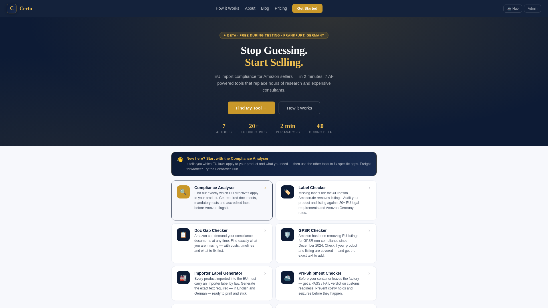 website screenshot of https://getcerto.app