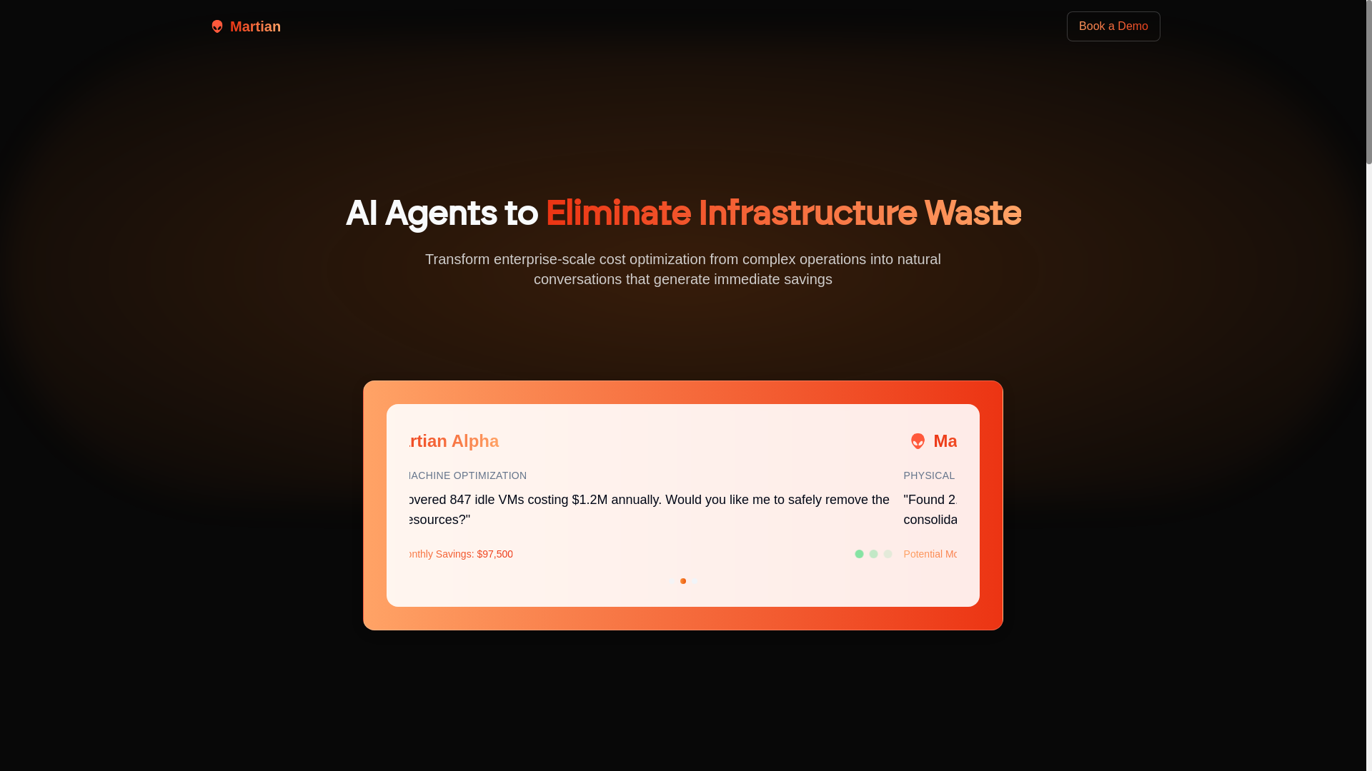 website screenshot of https://martian-ai.com/