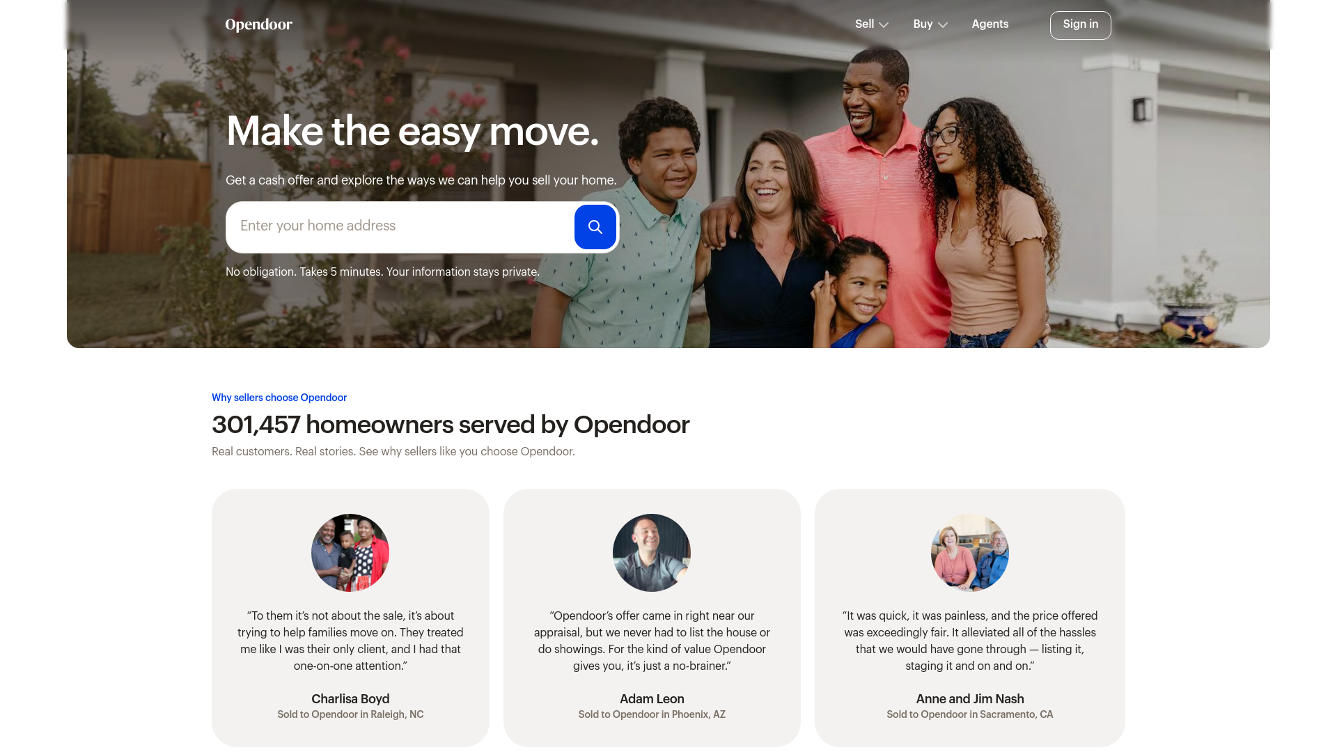 website screenshot of https://opendoor.com