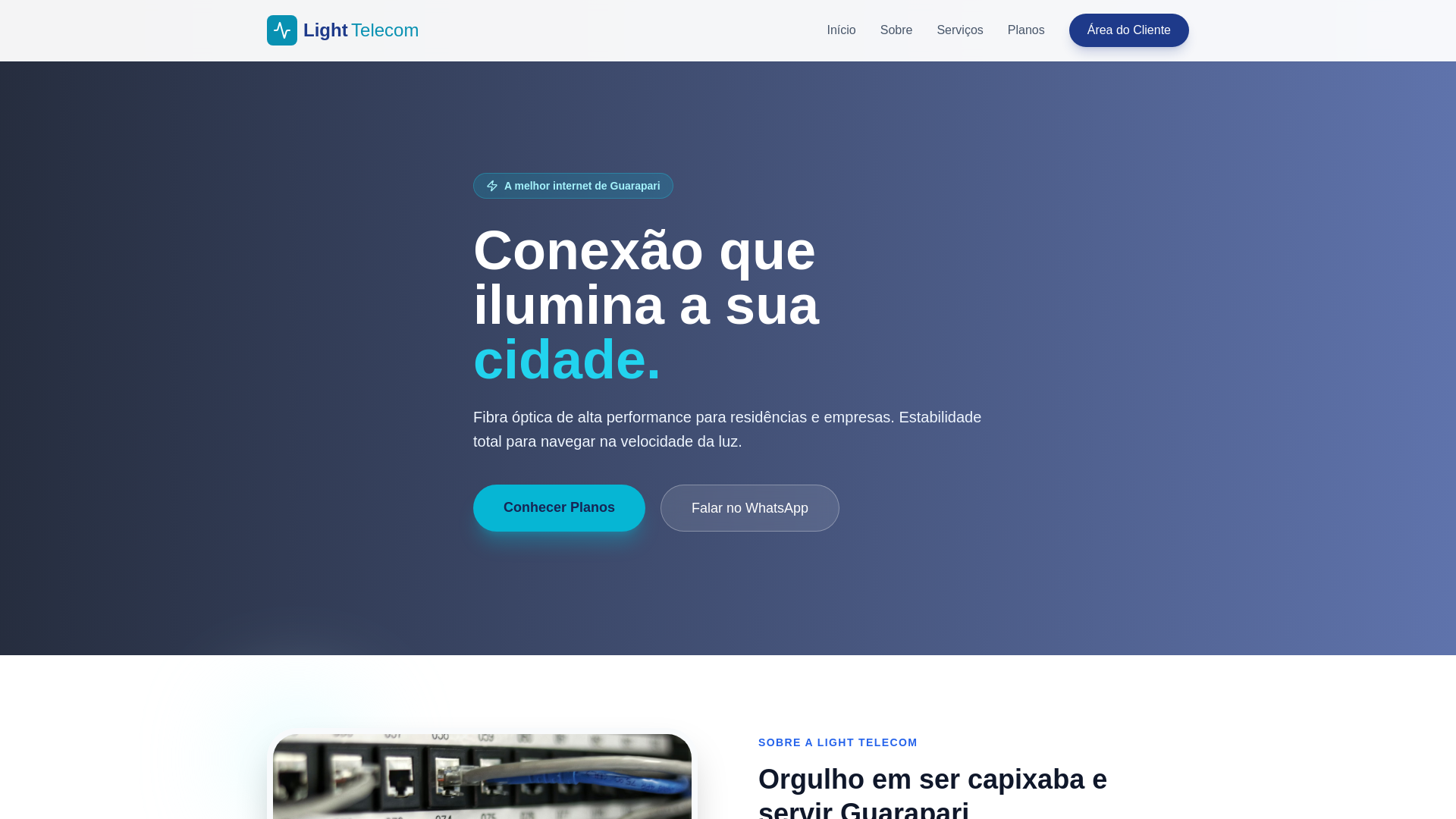 website screenshot of https://admlighttelecom.net.br