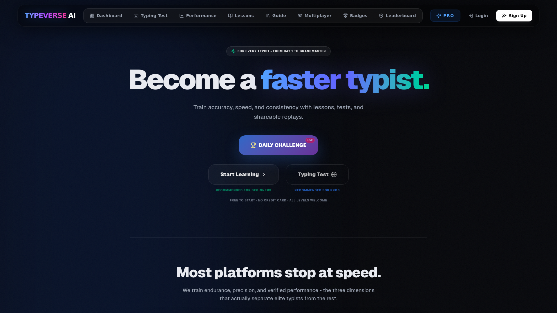 website screenshot of https://typeverseai.com/