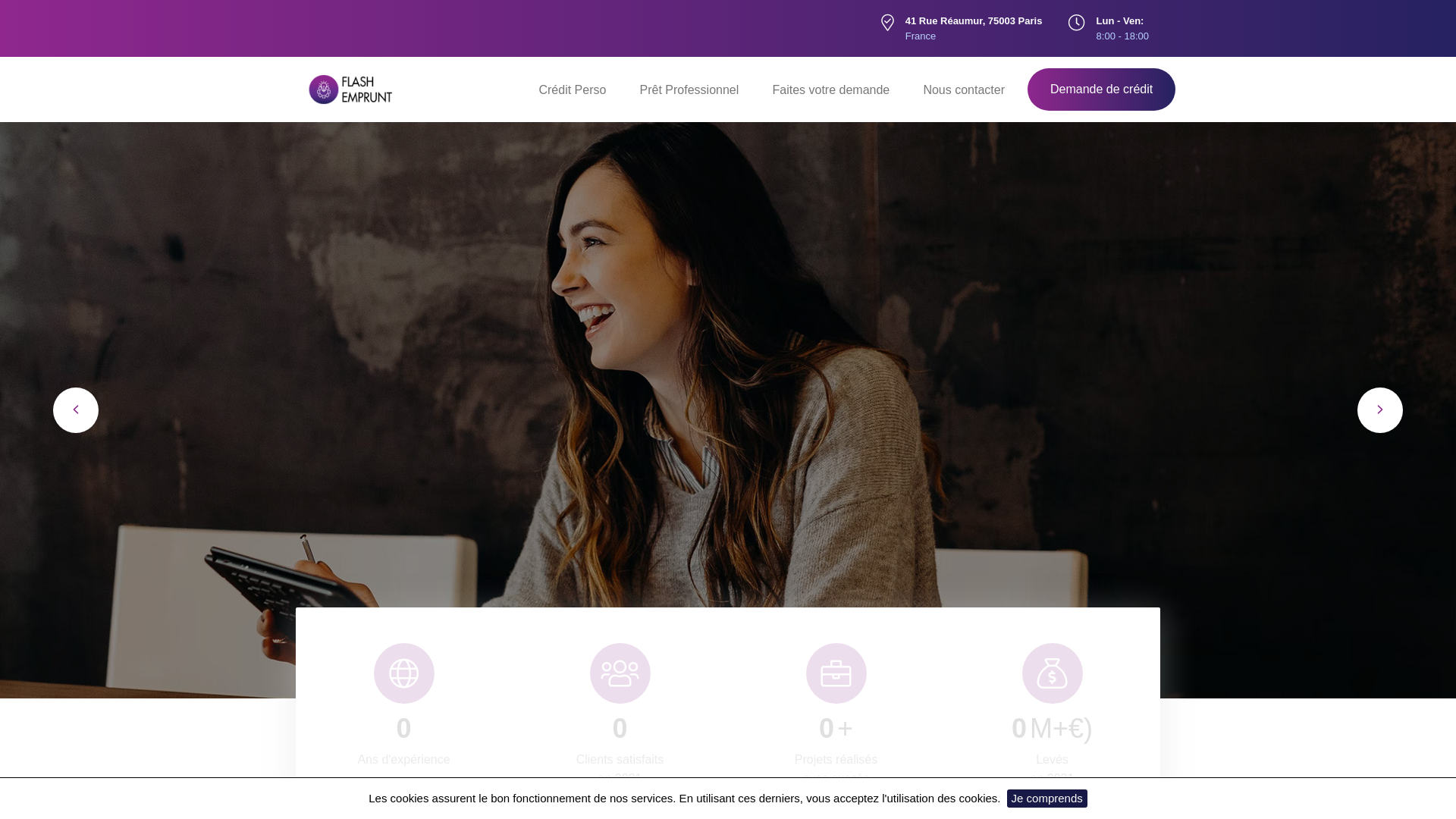 website screenshot of https://flashemprunt.com/