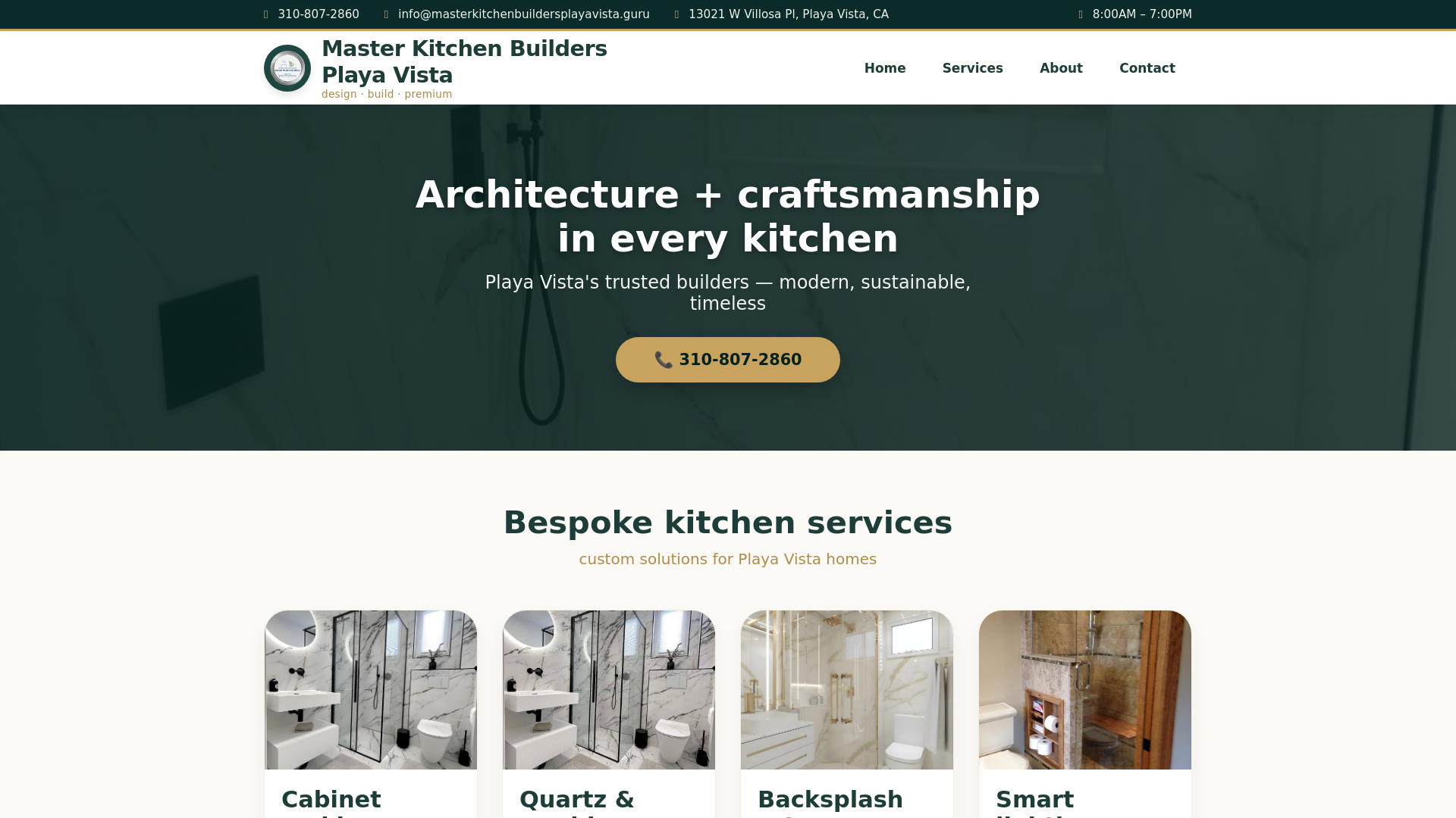 website screenshot of https://masterkitchenbuildersplayavista.guru