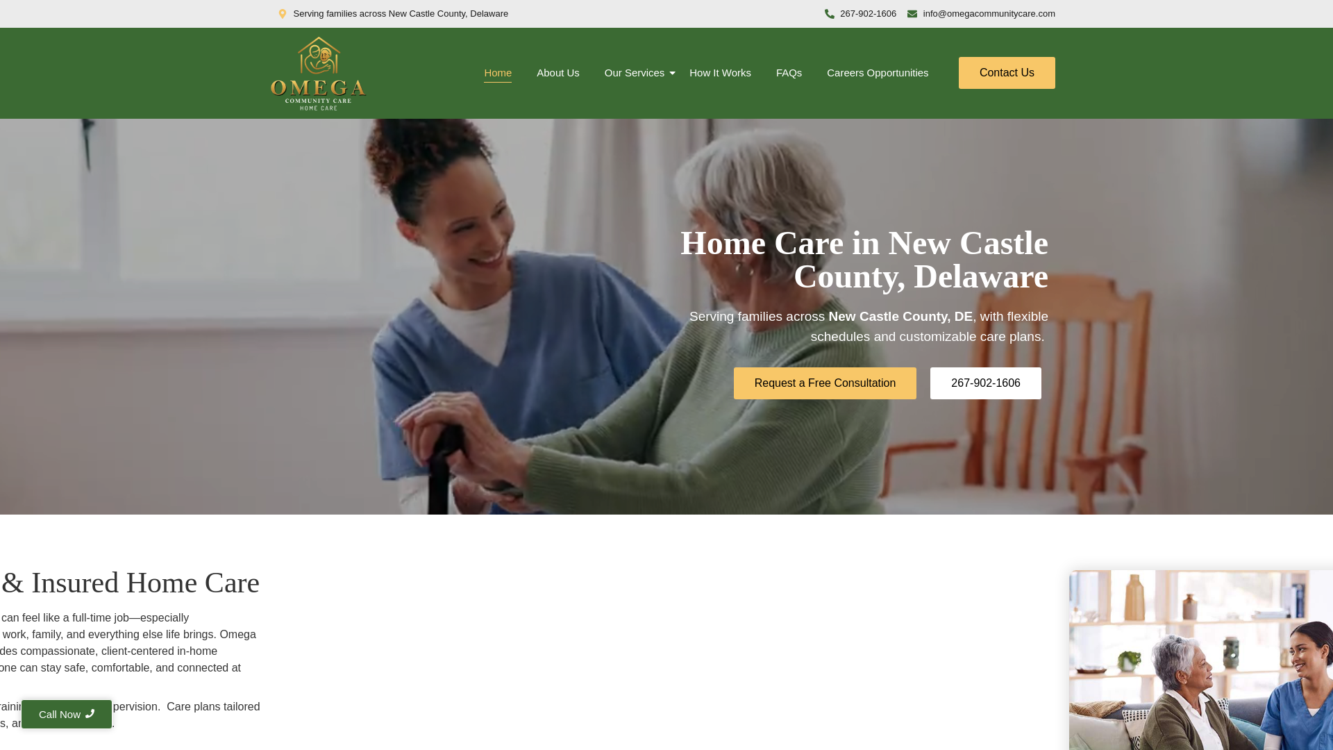 website screenshot of https://omegacommunitycare.com/