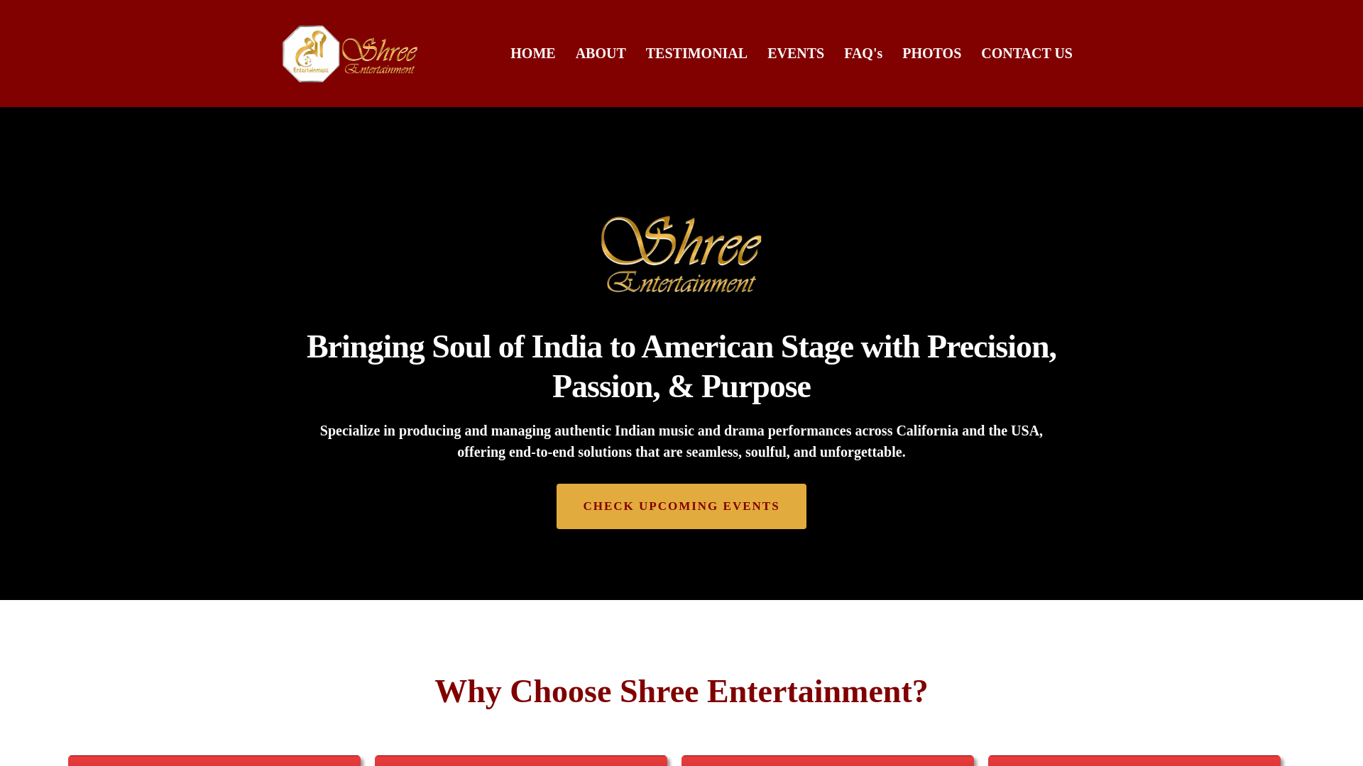website screenshot of https://shree-entertainment.com