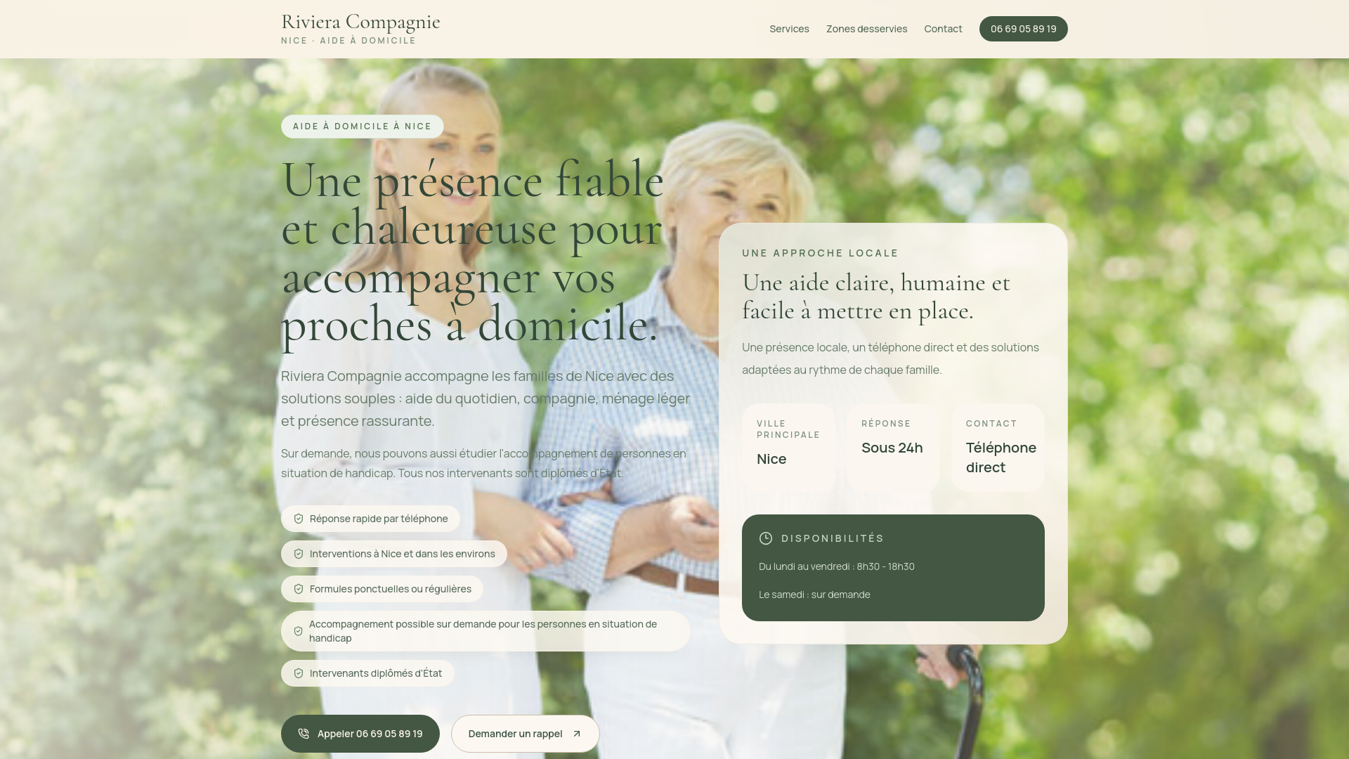 website screenshot of https://riviera-compagnie.fr/