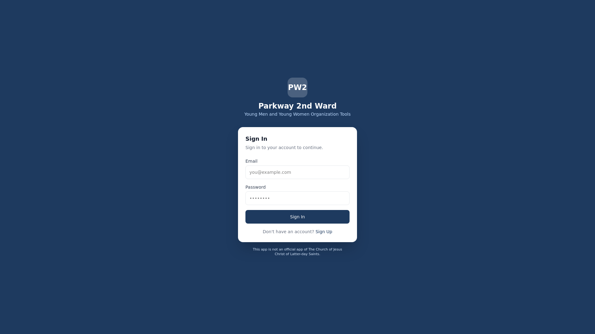 website screenshot of https://parkway2ndward.com/