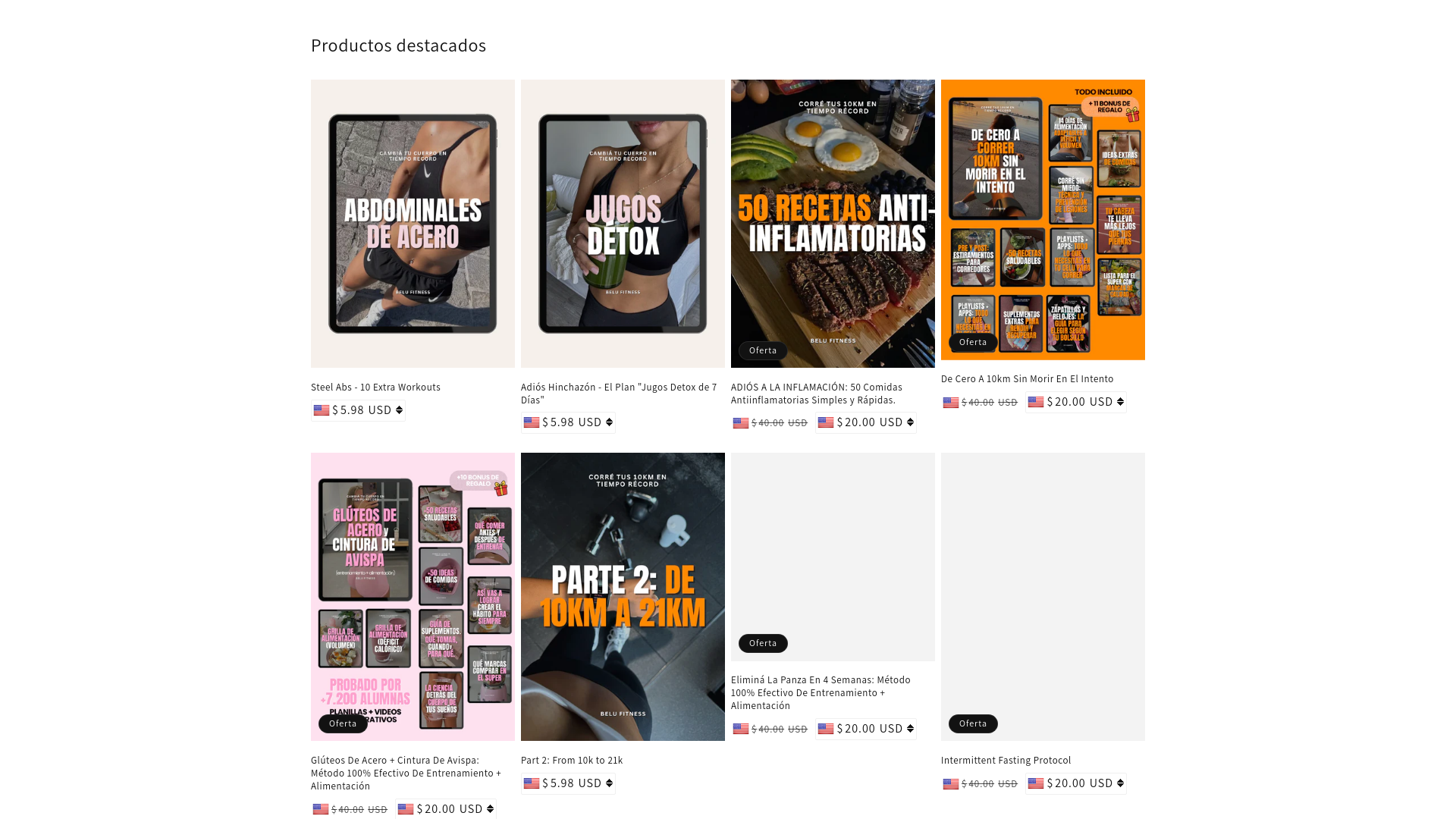 website screenshot of https://belufitnessinternacional.com/