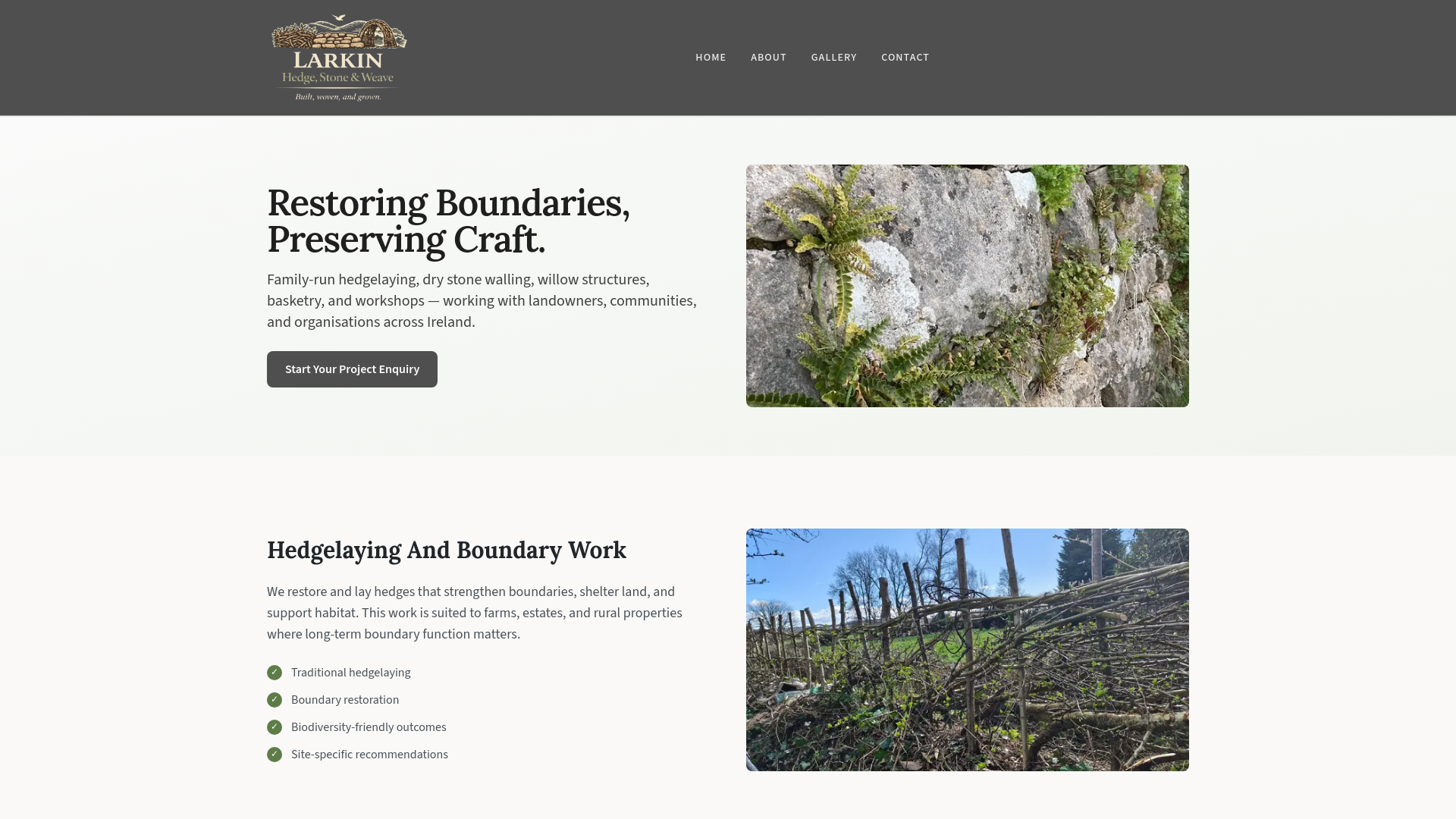 website screenshot of https://hedgestoneweave.ie/