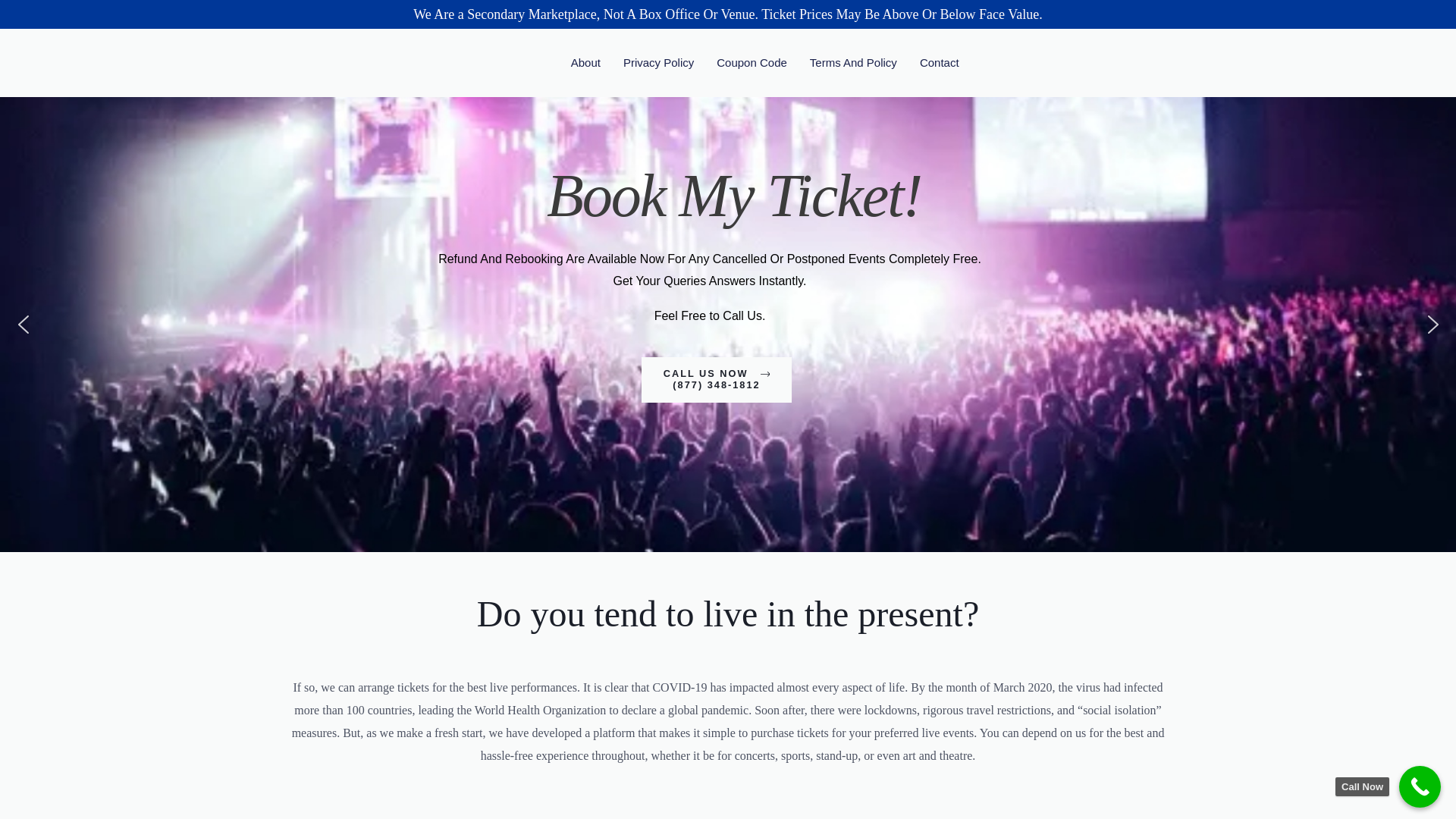 website screenshot of https://bookmyticket.guru/