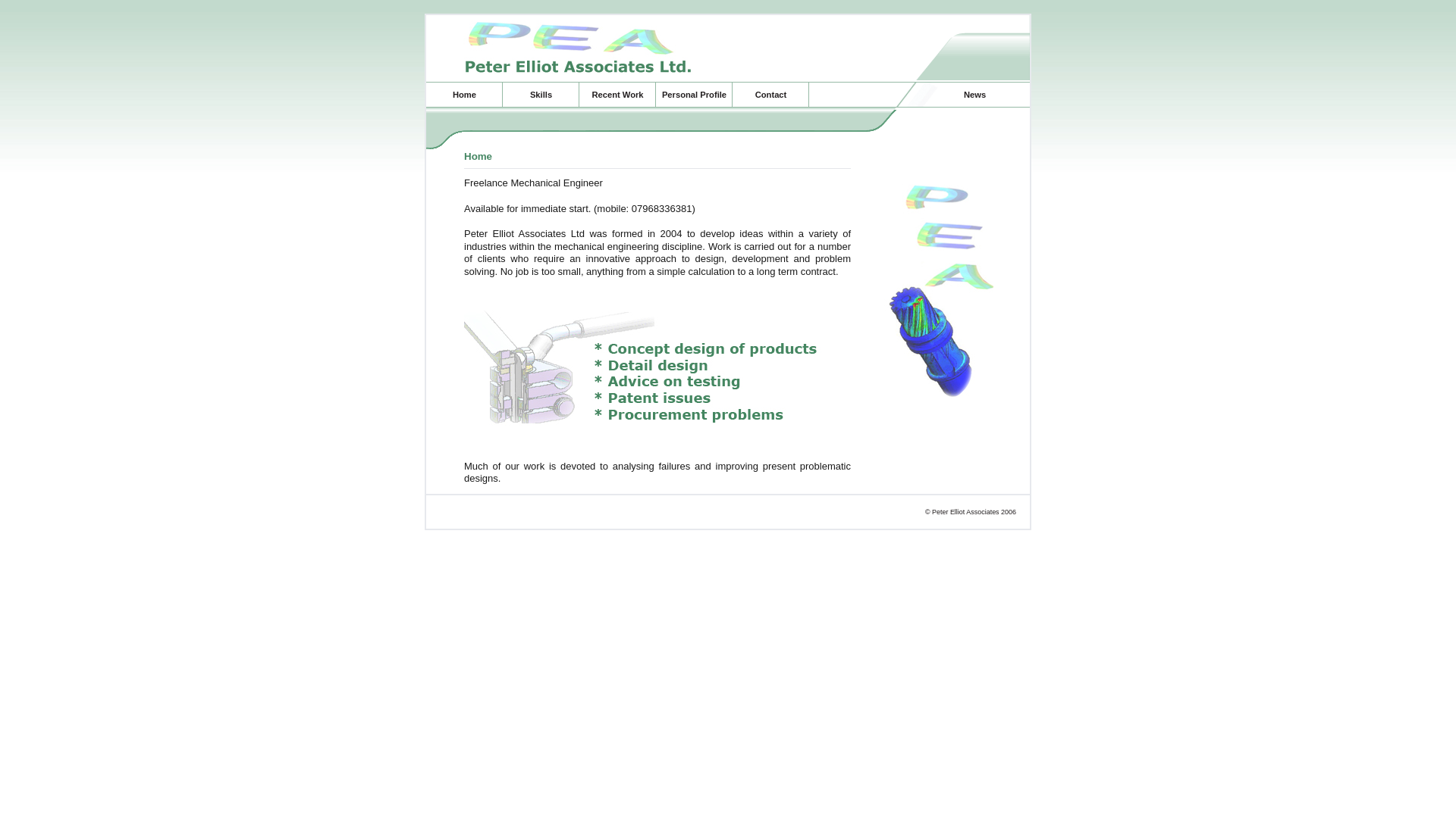 website screenshot of https://peterelliotassociates.co.uk