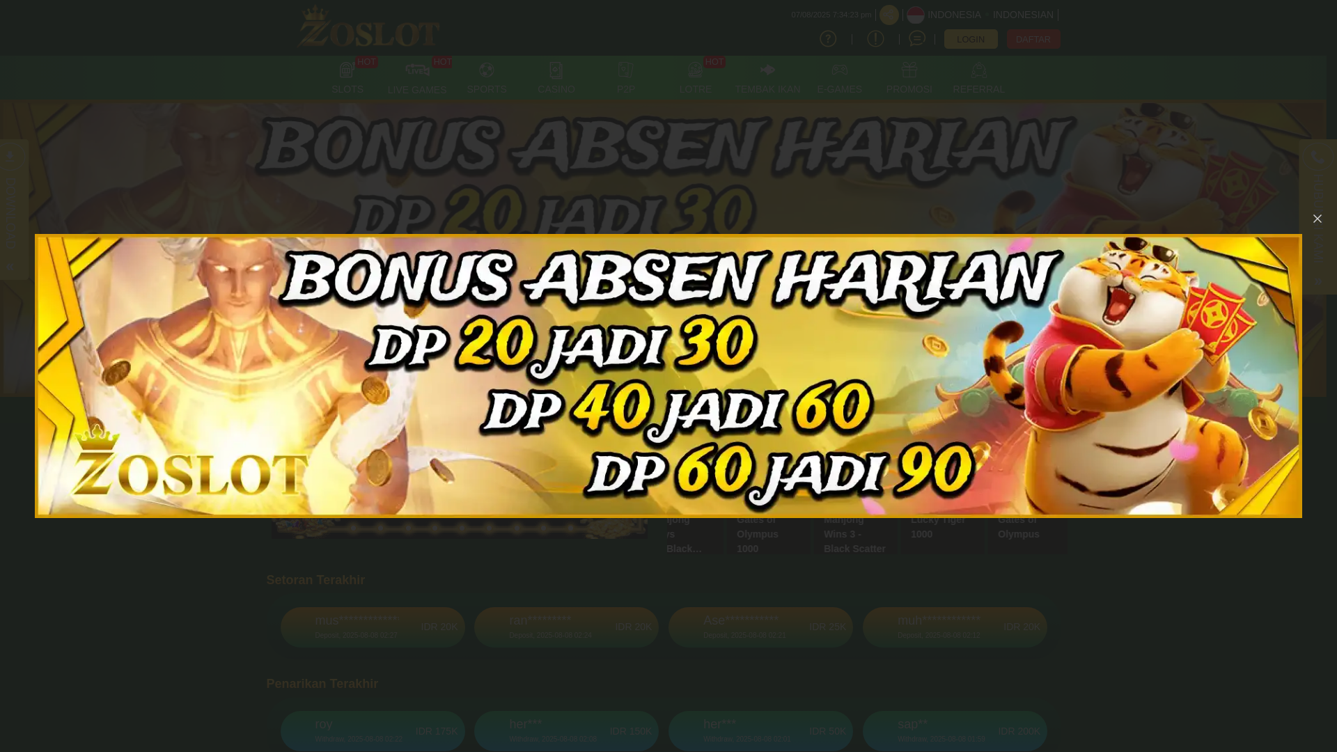 website screenshot of https://mainpgzoslot.top/
