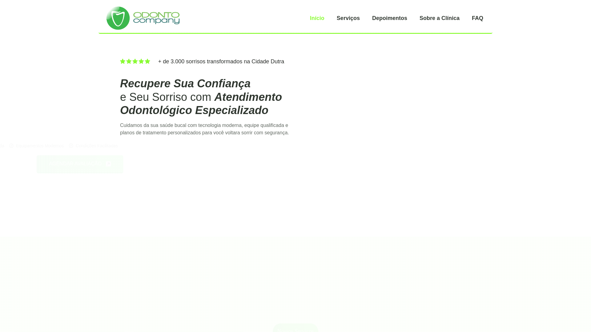 website screenshot of https://odontocompanycidadedutra.com/