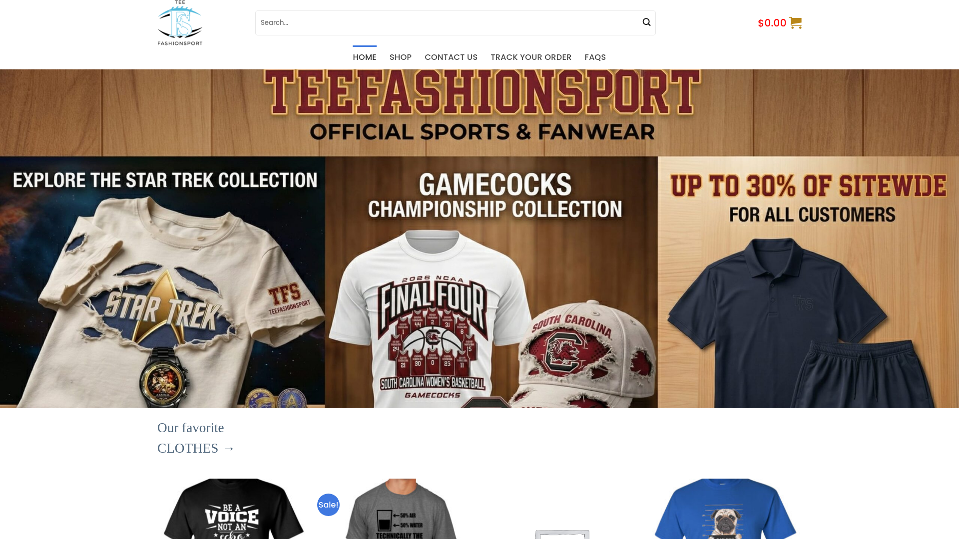 website screenshot of https://teefashionsport.com