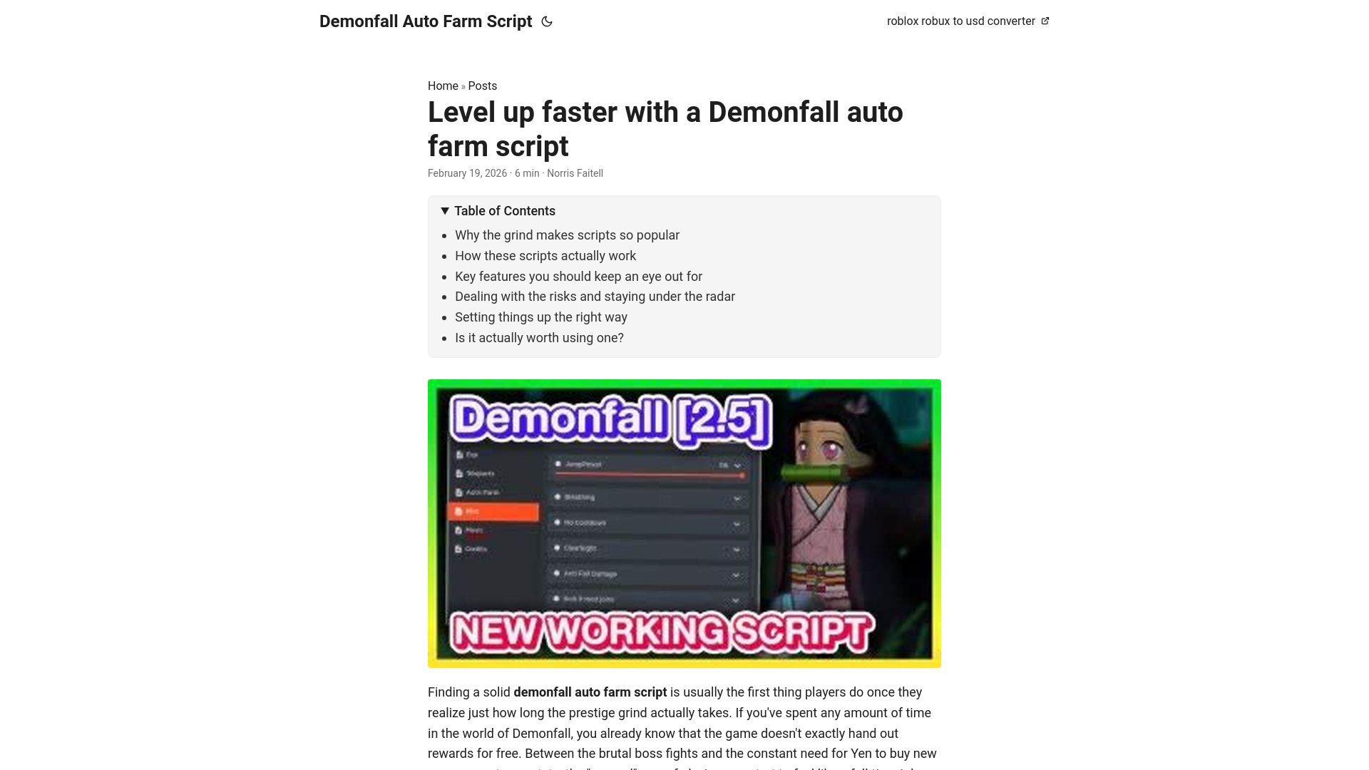 website screenshot of https://demonfall-auto-farm-script.pages.dev/