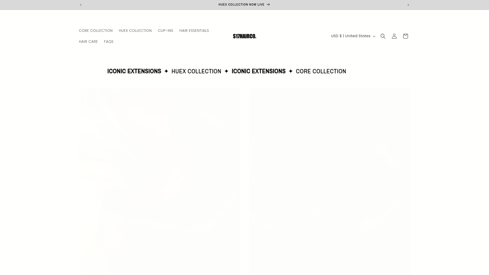 website screenshot of https://huexhair.com/