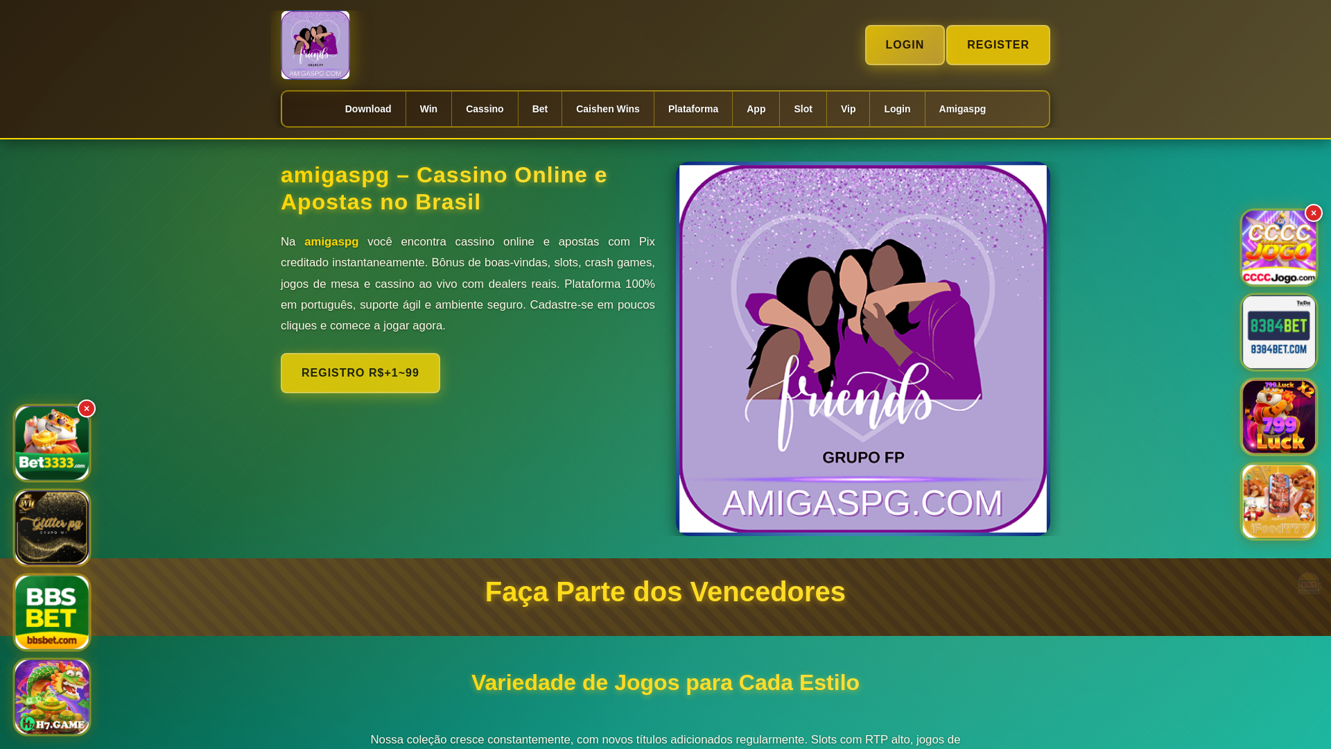 website screenshot of https://amigaspgbet.com.br