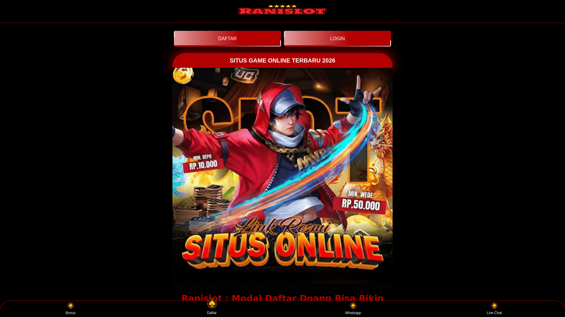 website screenshot of https://ranislotmenangbesar.pages.dev/