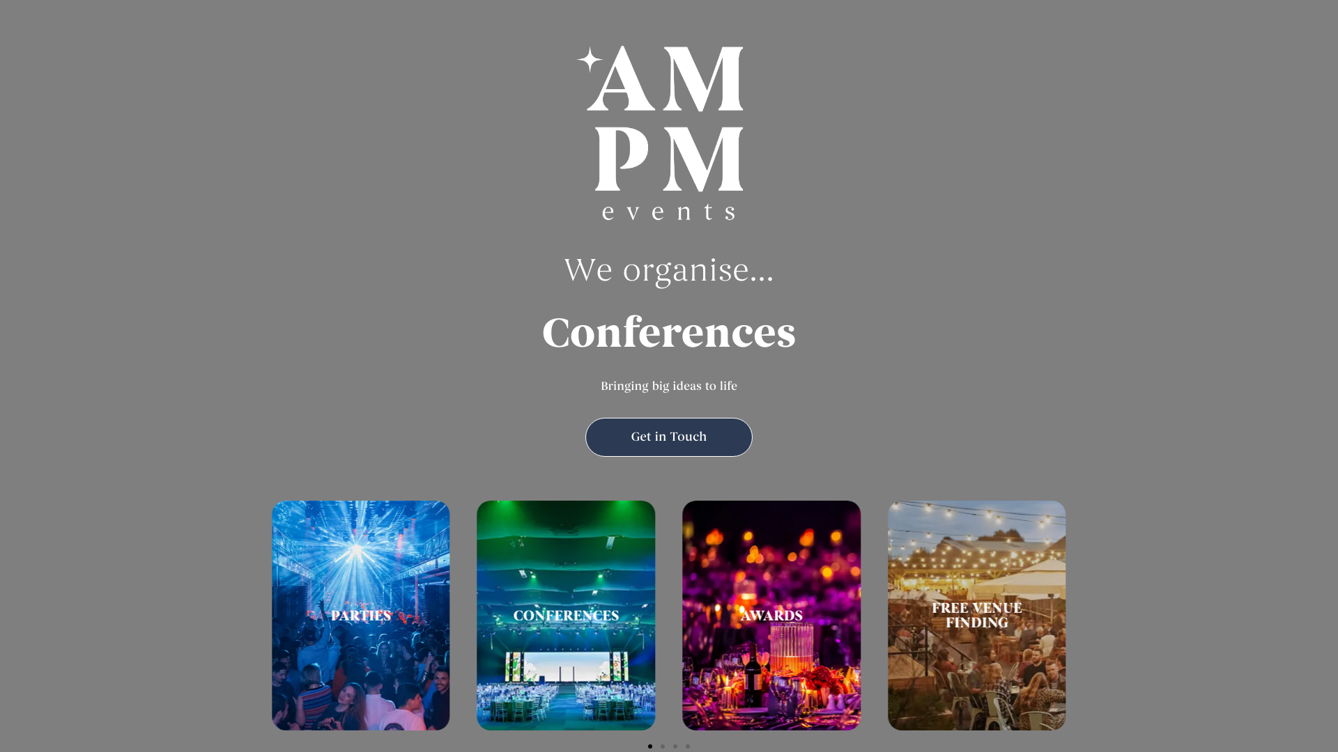 website screenshot of https://ampm-events.co.uk/