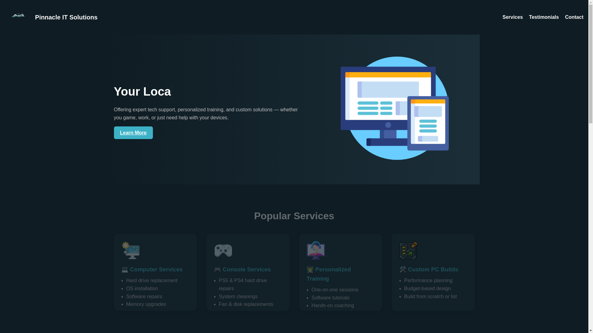 website screenshot of https://pinnacle-it-solutions-website.pages.dev/