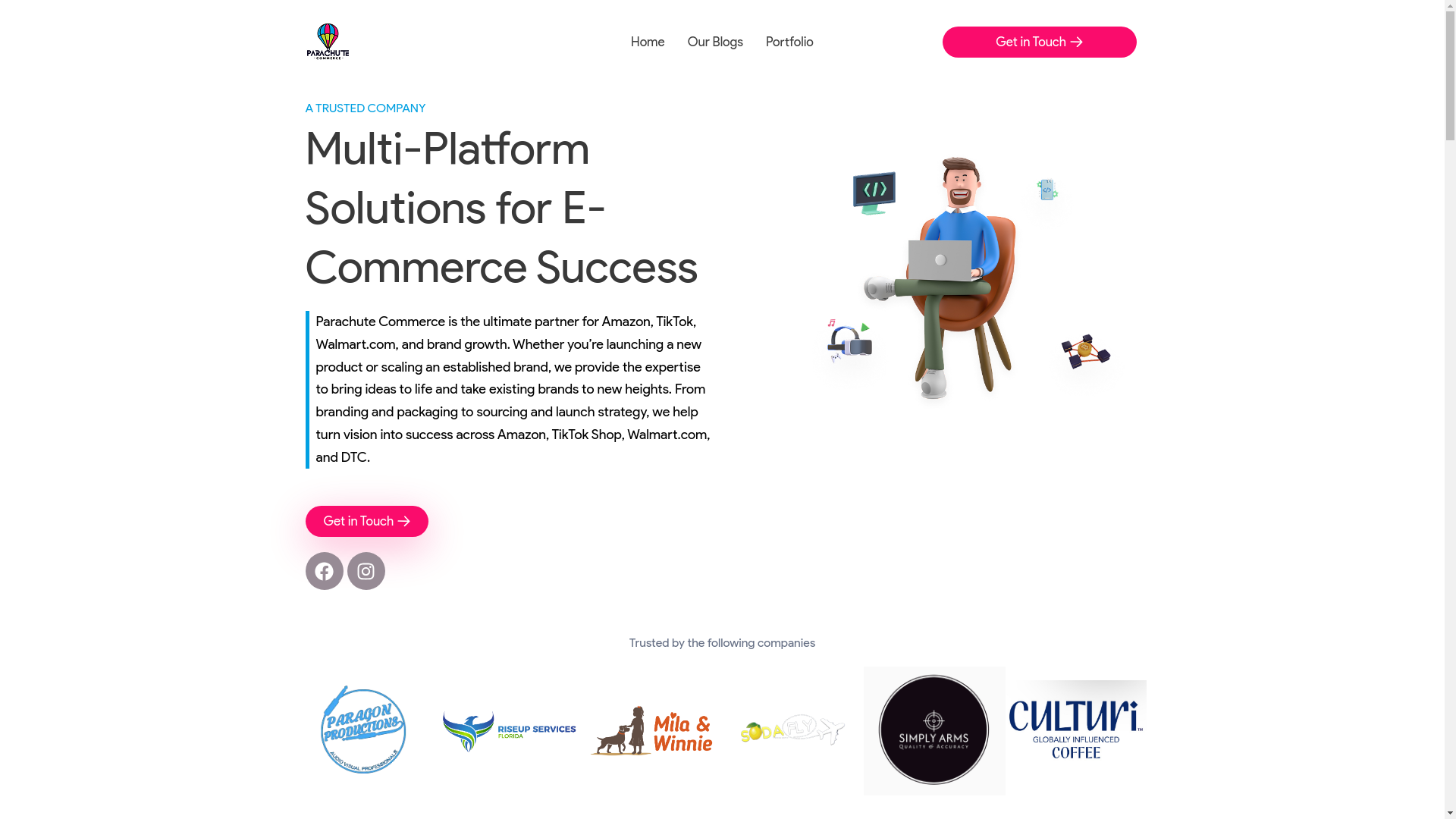 website screenshot of https://successparachutecommerce.com/