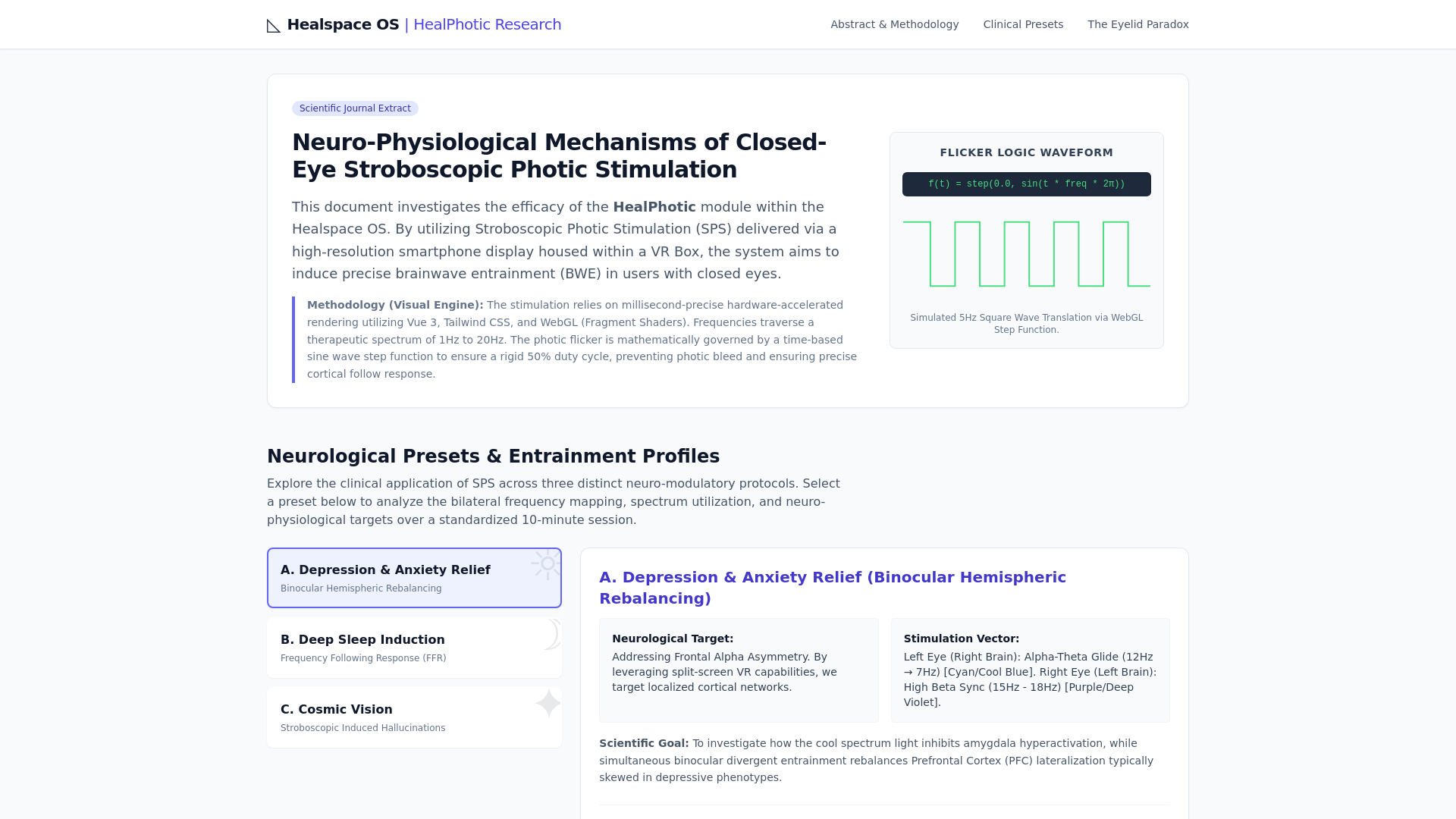 website screenshot of https://healphotic-research-healspaceos.pages.dev/