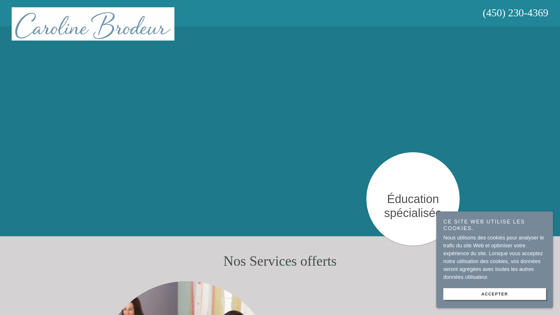 website screenshot of https://educatricespecialiseecarolinebrodeur.ca