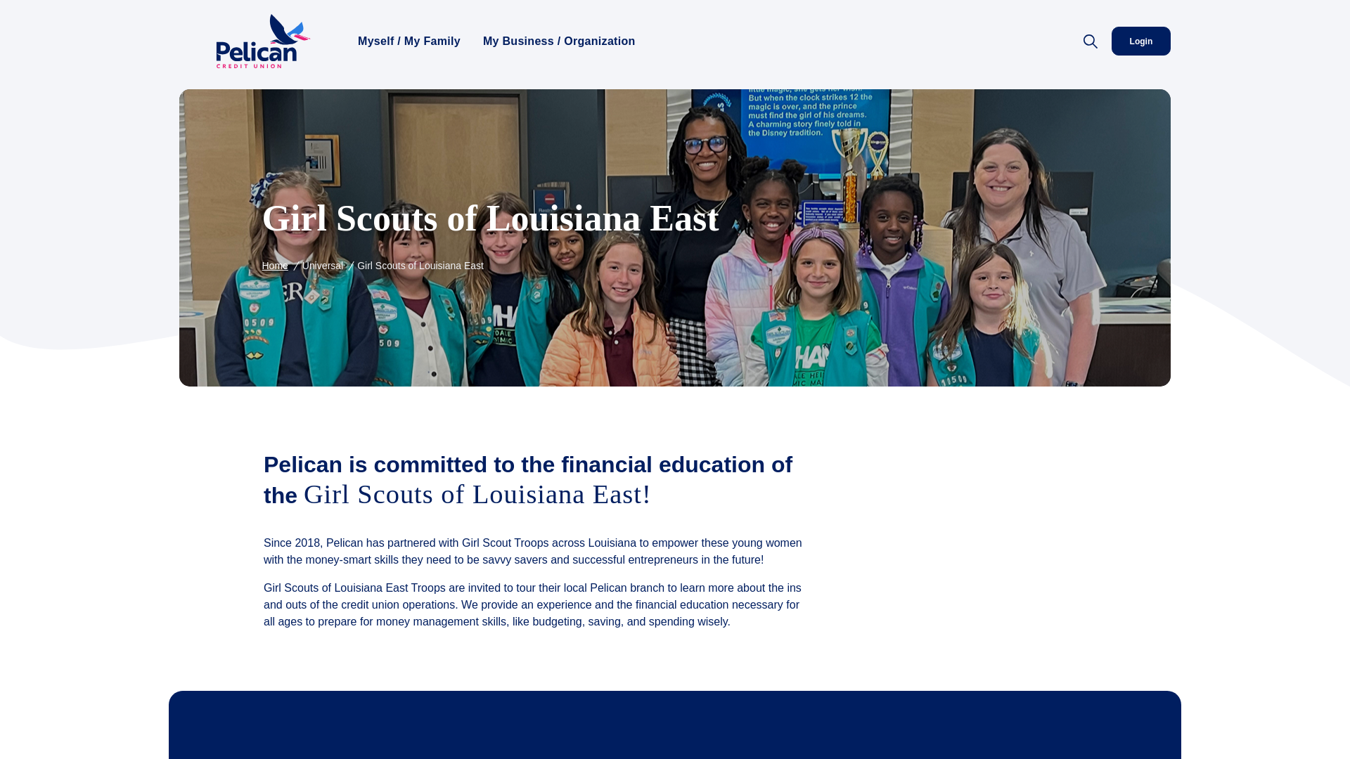 website screenshot of http://www.pelicanstatecu.com/scouts