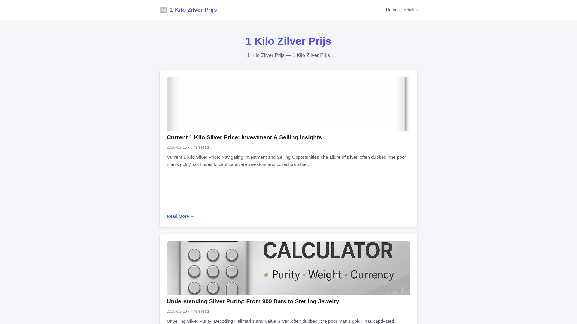 website screenshot of https://1-kilo-zilver-prijs.pages.dev/