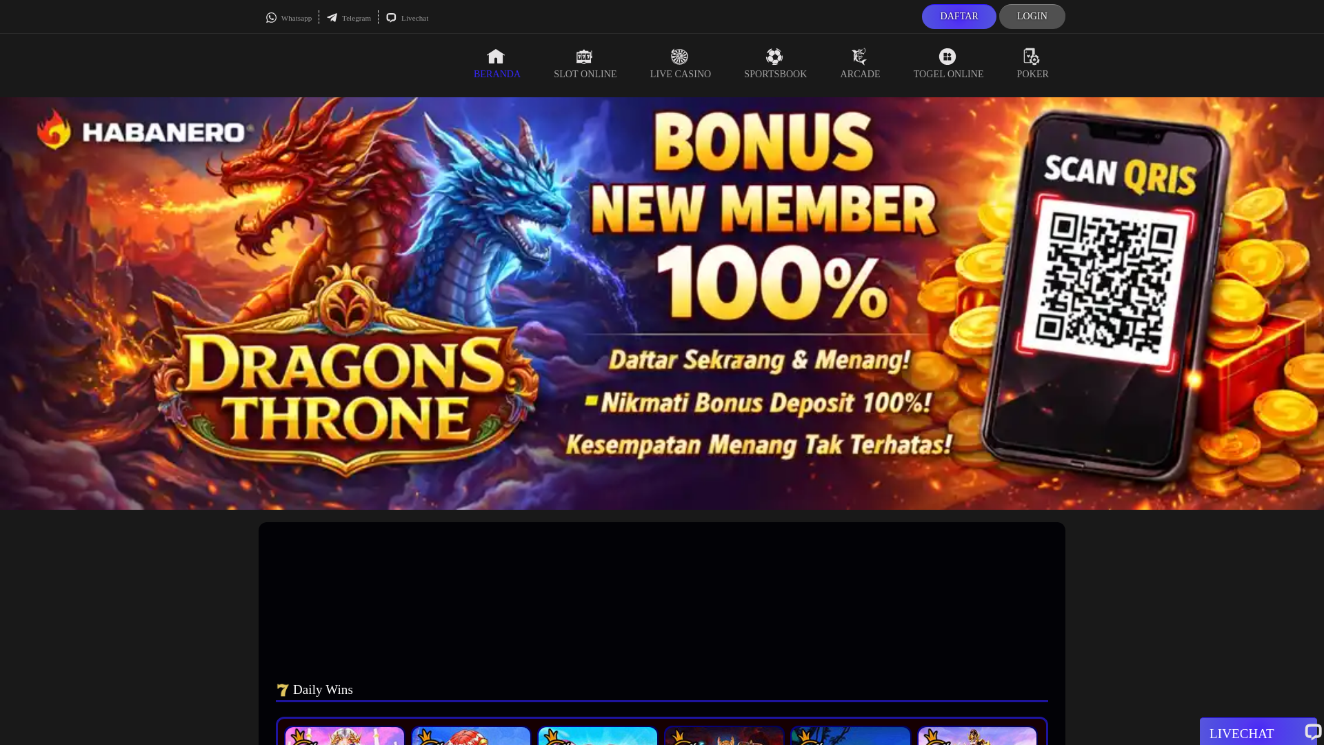 website screenshot of https://betx88daftar.com/