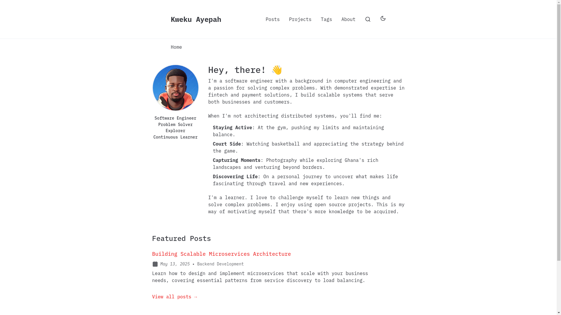 website screenshot of https://kwekuayepah.com/