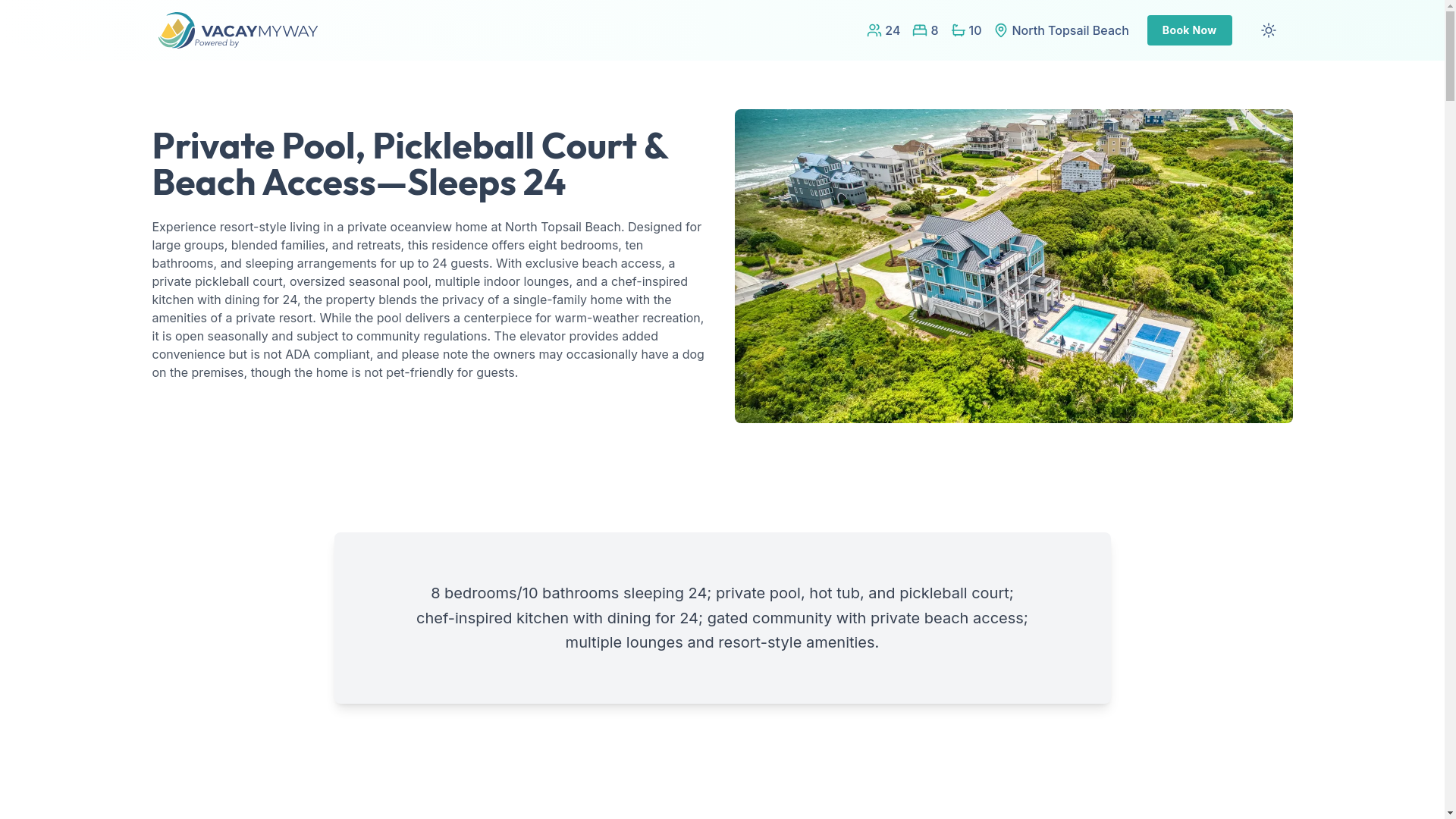 website screenshot of https://coralgrande.villas/