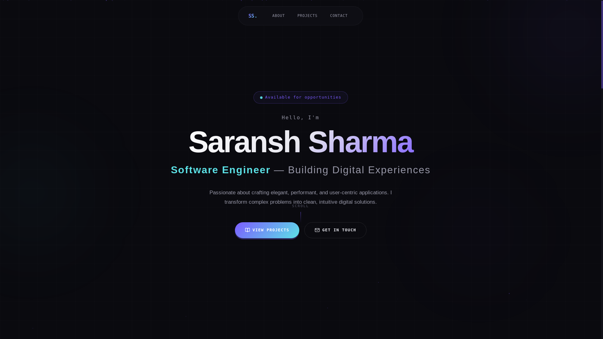 website screenshot of https://saransh.cloud/