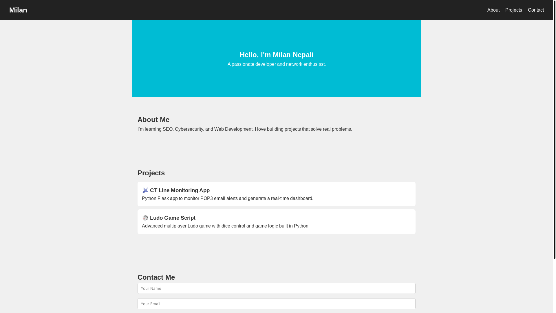 website screenshot of https://milann.com.np/