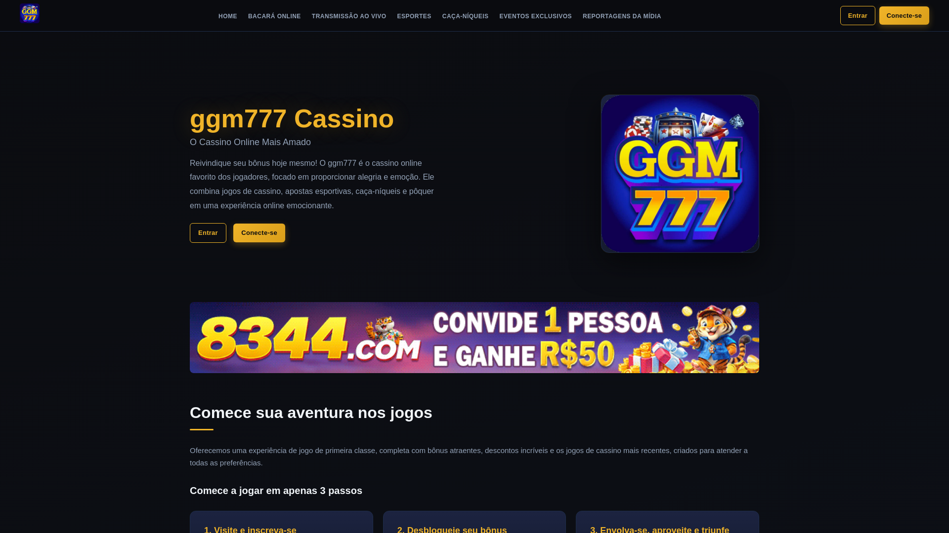 website screenshot of https://ggm777slots.com/