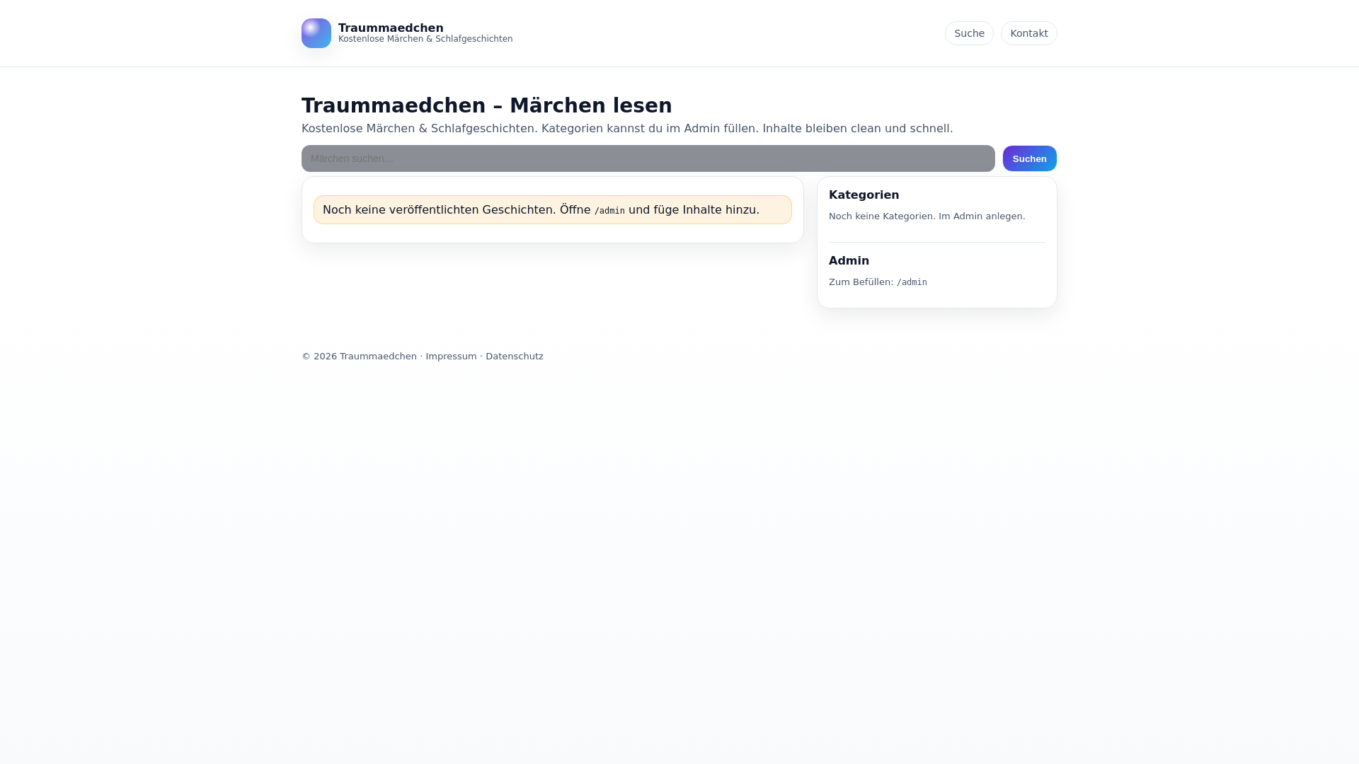 website screenshot of https://traummaerchen.de/