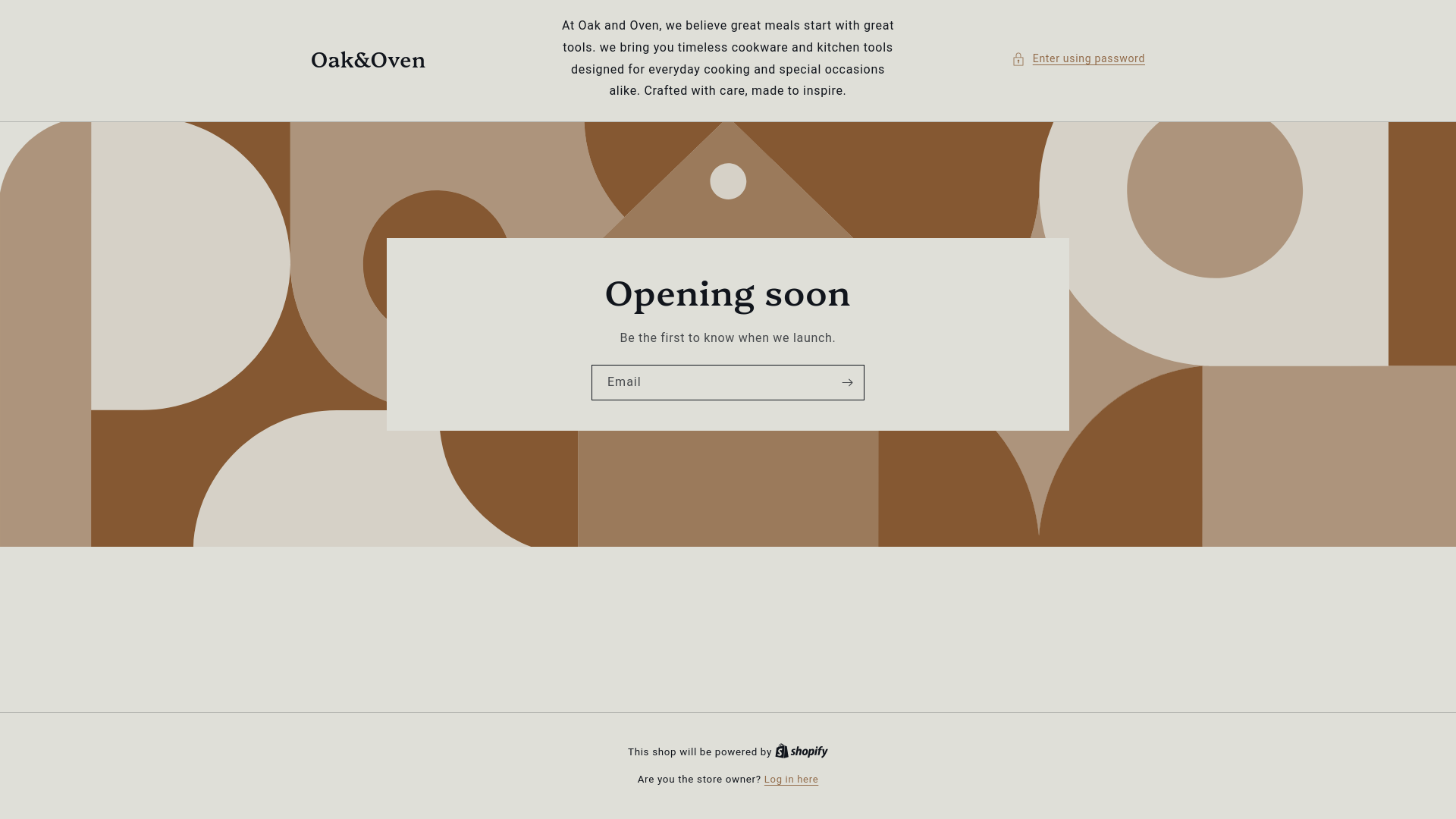 website screenshot of https://oakandoven.shop/