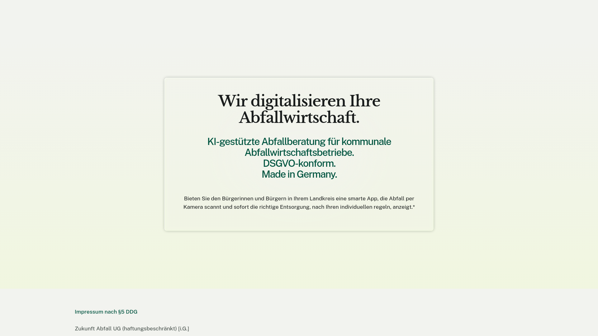 website screenshot of https://zukunft-abfall.de/