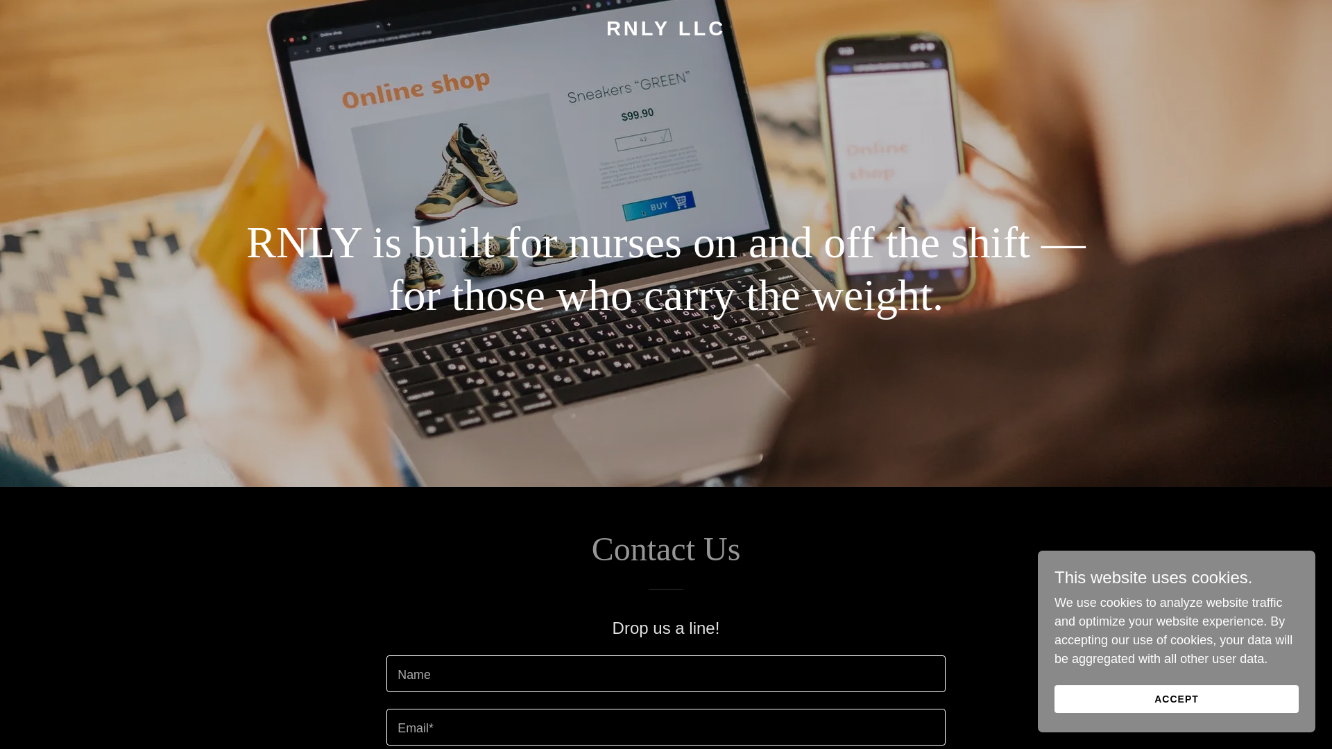 website screenshot of https://shoprnly.com/