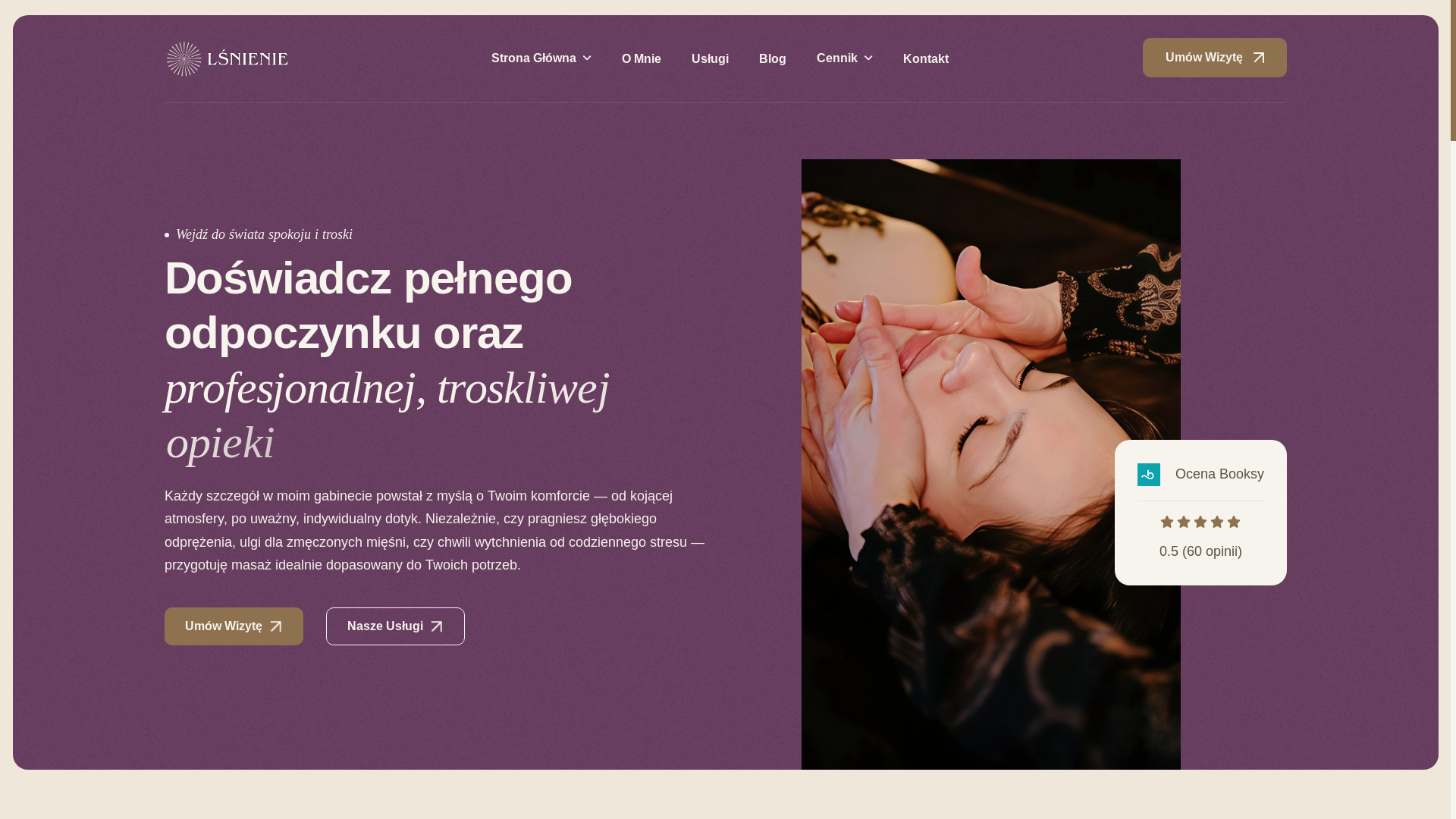 website screenshot of https://lsnienie-masaz.pl/